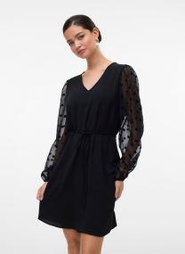 Kleider VMALVA DETAIL LS V-NECK SHORT DRESS WVN damen schwarz Vero Moda Kleider VMALVA DETAIL LS V-NECK SHORT DRESS WVN damen schwarz Black