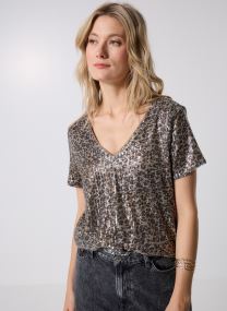 Tee-shirts manches courtes VMHANYA SQ S/S V-NECK TOP JRS BTQ femme marron Vero Moda Tee-shirts manches courtes VMHANYA SQ S/S V-NECK TOP JRS BTQ femme marron Silver Mink