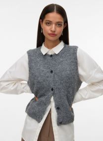 Vesten VMNOVAH SL O-NECK BUTTON VEST NOOS dames wit