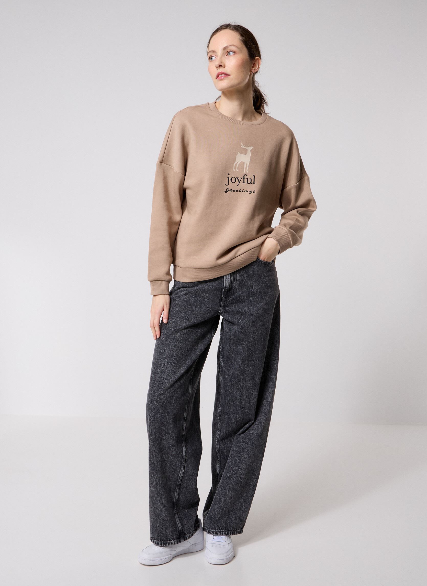Sweater VMCANDI BEA LS SWEATSHIRT BOX JRS XMAS dames beige Vero Moda Sweater VMCANDI BEA LS SWEATSHIRT BOX JRS XMAS dames beige Silver Mink