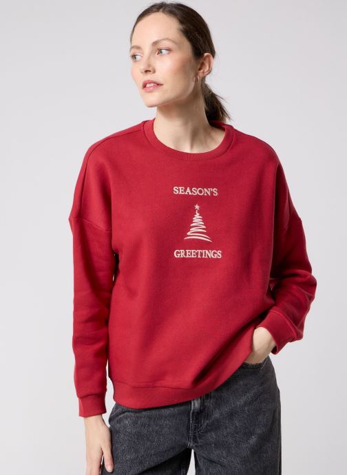 Vero Moda Sweatshirts VMCANDI BEA LS SWEATSHIRT BOX JRS XMAS femme rouge