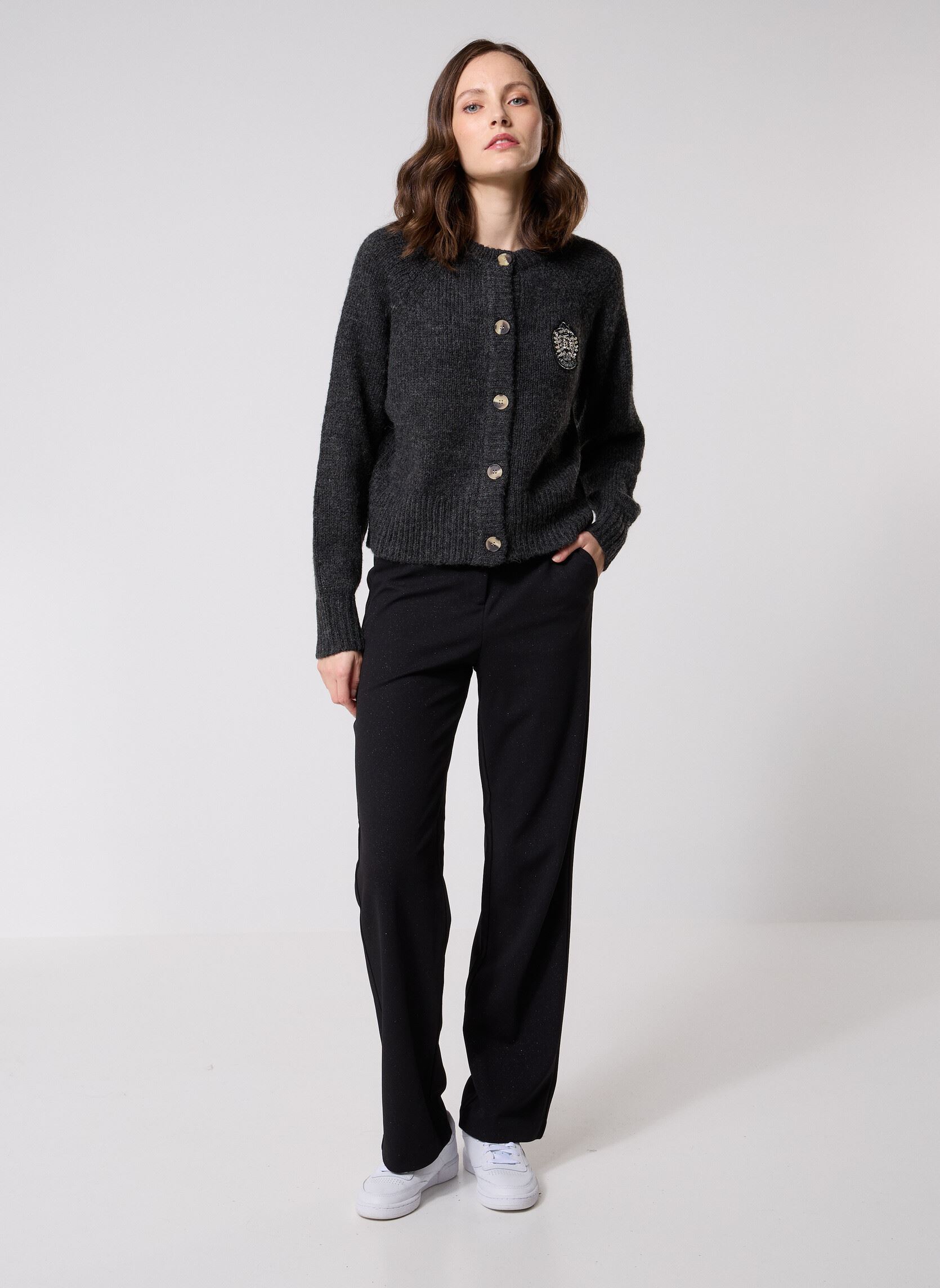 Vesten VMCOLEEN LS O-NECK CARDIGAN dames grijs Vero Moda Vesten VMCOLEEN LS O-NECK CARDIGAN dames grijs DARK GREY MELANGE