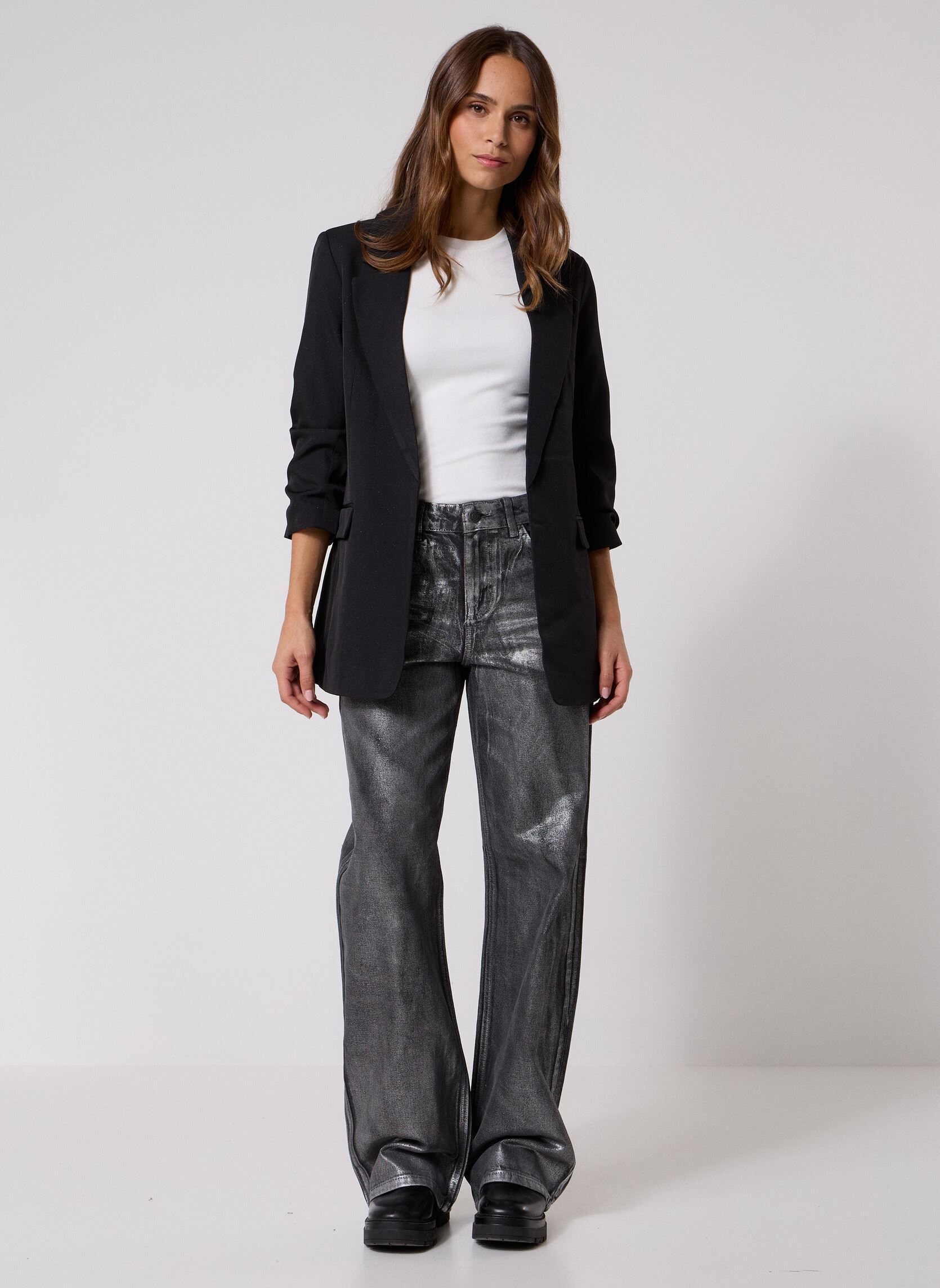 Blazer VMFRIDA 3/4 REGULAR GLITTER BLAZER NOOS dames zwart Vero Moda Blazer VMFRIDA 3/4 REGULAR GLITTER BLAZER NOOS dames zwart BLACK