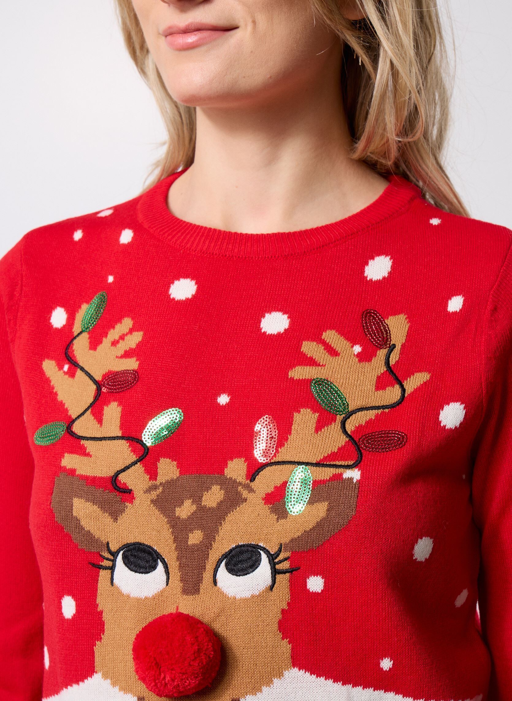 Pulls VMFROSTYDEER LS O-NECK PULL. XMAS BOX femme rouge Vero Moda Pulls VMFROSTYDEER LS O-NECK PULL. XMAS BOX femme rouge Chinese Red