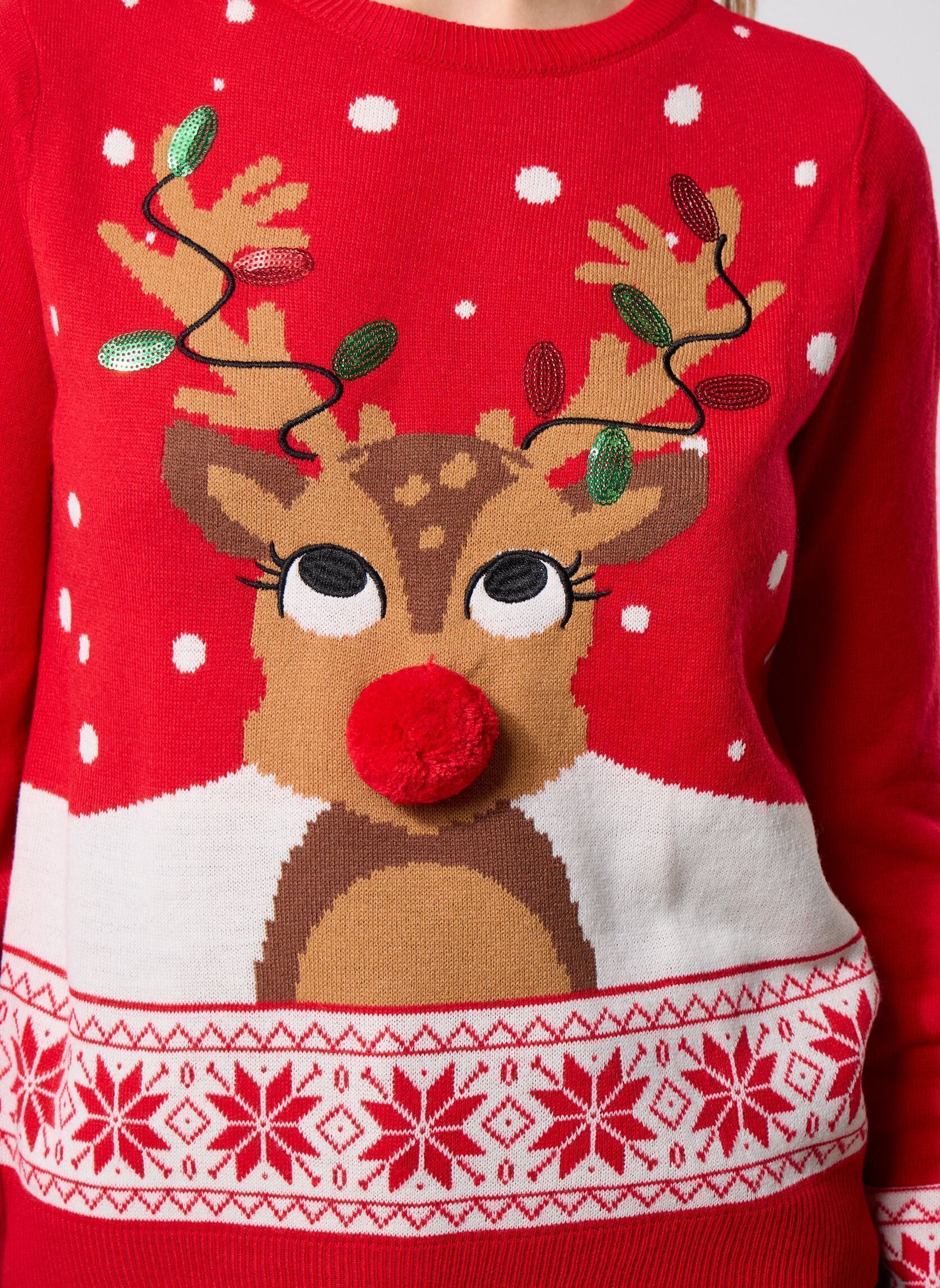 Pulls VMFROSTYDEER LS O-NECK PULL. XMAS BOX femme rouge Vero Moda Pulls VMFROSTYDEER LS O-NECK PULL. XMAS BOX femme rouge Chinese Red