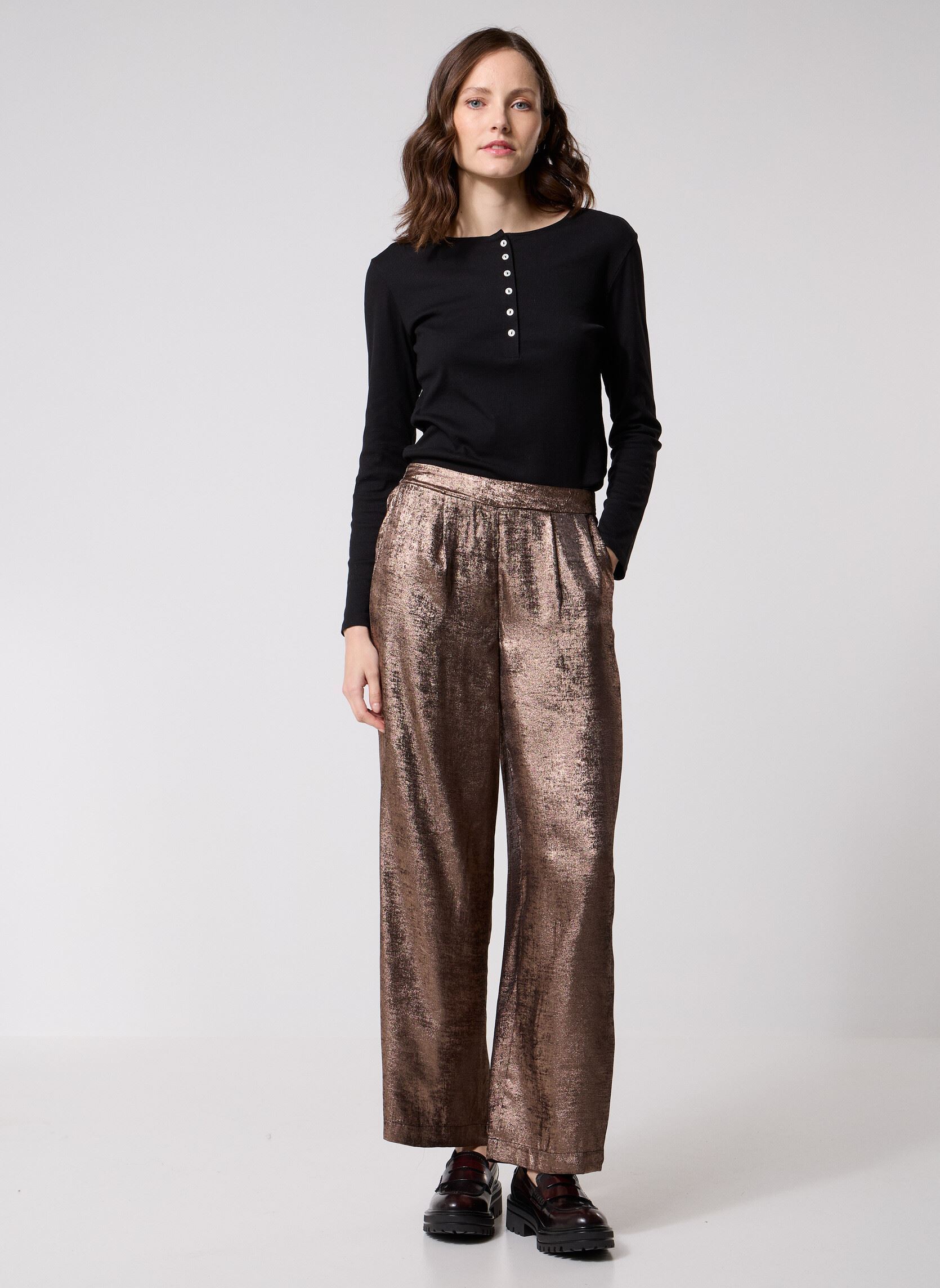 Pantalons larges VMHADIA MW PANT WVN BTQ femme or et bronze Vero Moda Pantalons larges VMHADIA MW PANT WVN BTQ femme or et bronze Pale Gold