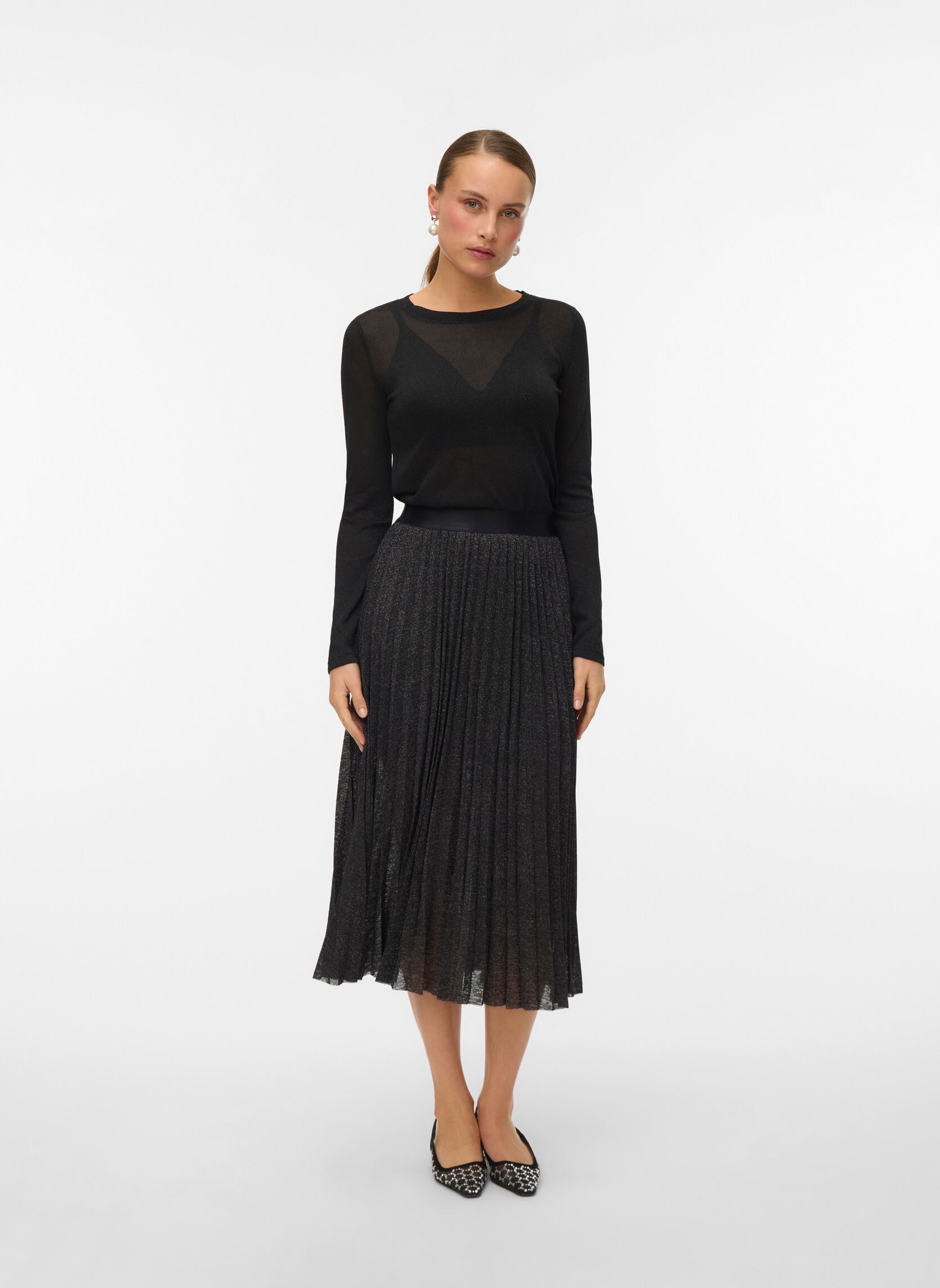 Jupes mi-longues VMHENLEY MW 7/8 SKIRT JRS BTQ femme noir Vero Moda Jupes mi-longues VMHENLEY MW 7/8 SKIRT JRS BTQ femme noir BLACK
