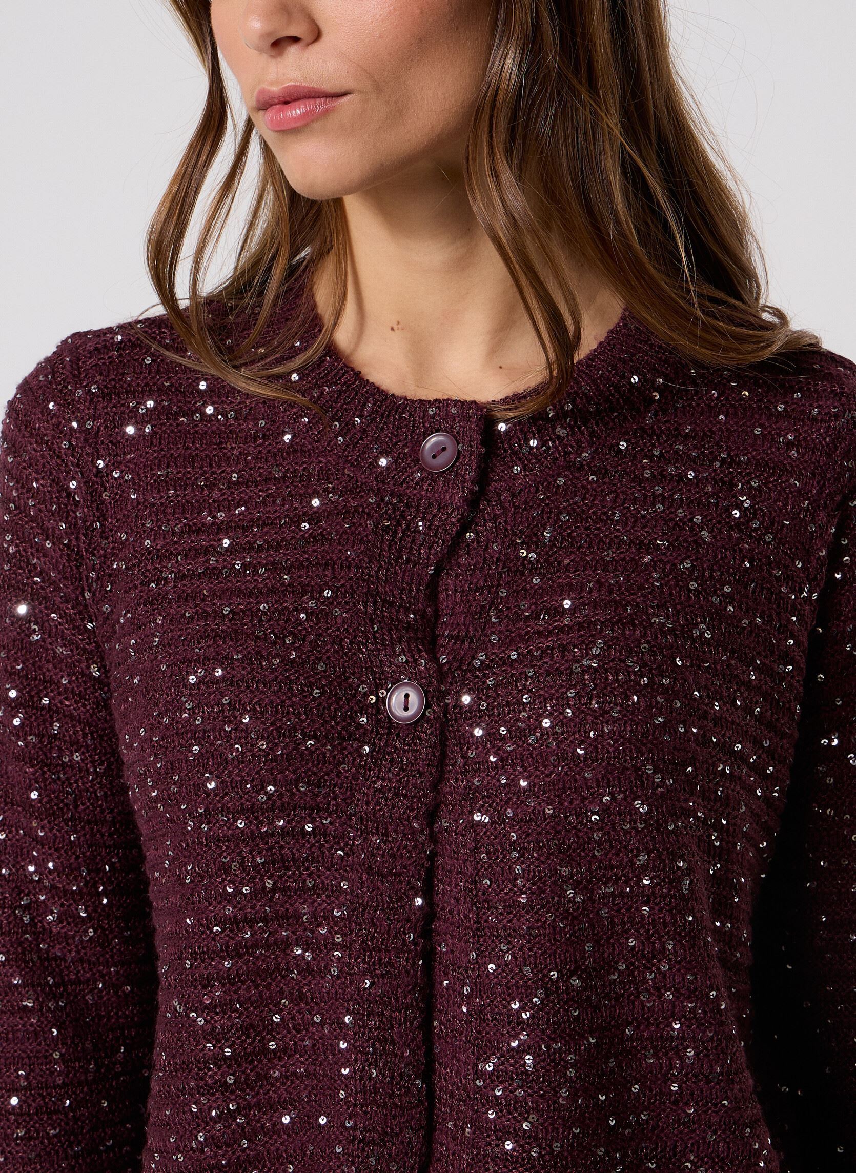 Vesten VMLEILANI STITCH LS O-NECK CARDIGAN dames paars Vero Moda Vesten VMLEILANI STITCH LS O-NECK CARDIGAN dames paars WINETASTING