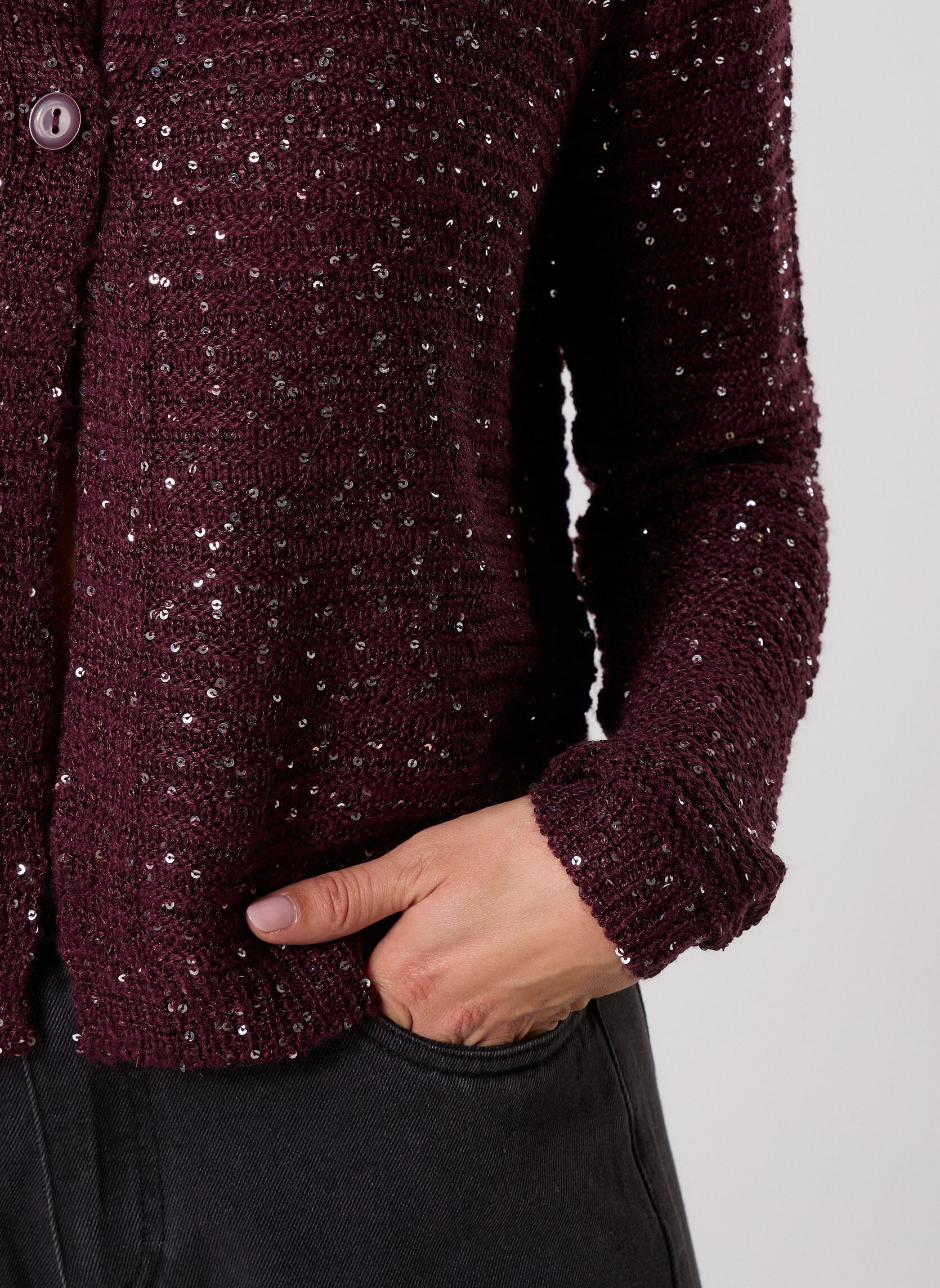 Vesten VMLEILANI STITCH LS O-NECK CARDIGAN dames paars Vero Moda Vesten VMLEILANI STITCH LS O-NECK CARDIGAN dames paars WINETASTING