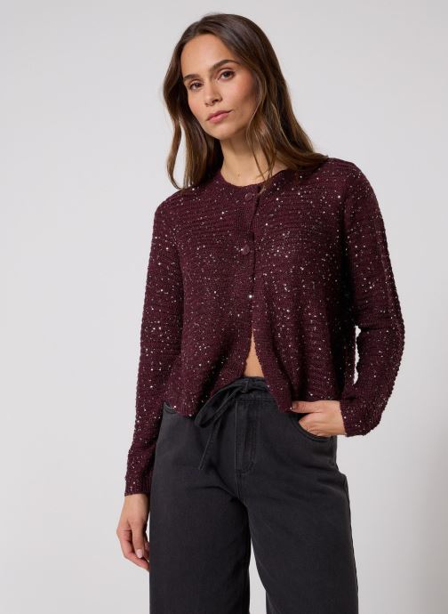 Vero Moda Vesten VMLEILANI STITCH LS O-NECK CARDIGAN dames paars