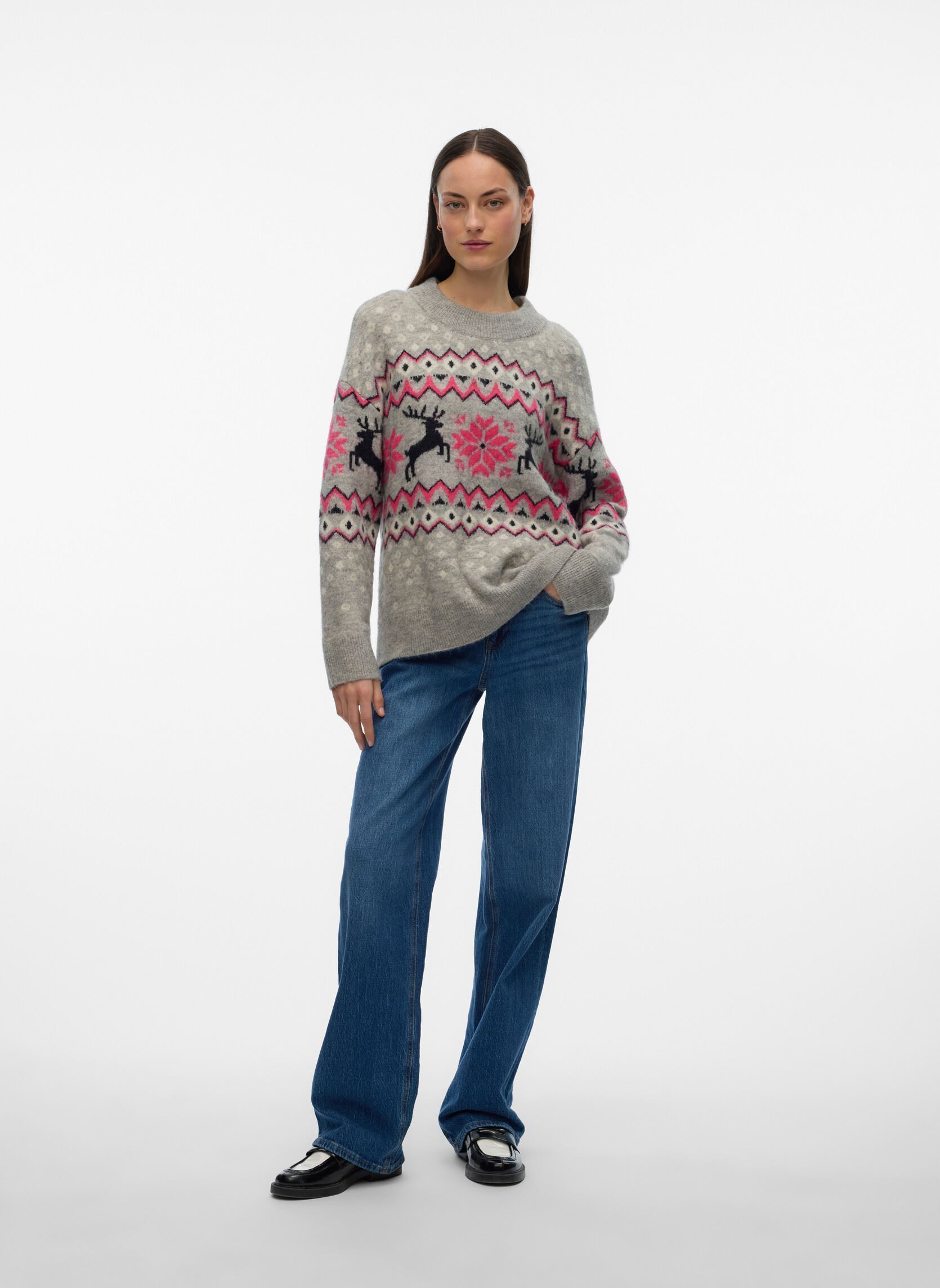 Pulls VMSANTANORDIC LS O-NECK PULLOVER XMAS femme gris Vero Moda Pulls VMSANTANORDIC LS O-NECK PULLOVER XMAS femme gris LIGHT GREY MELANGE