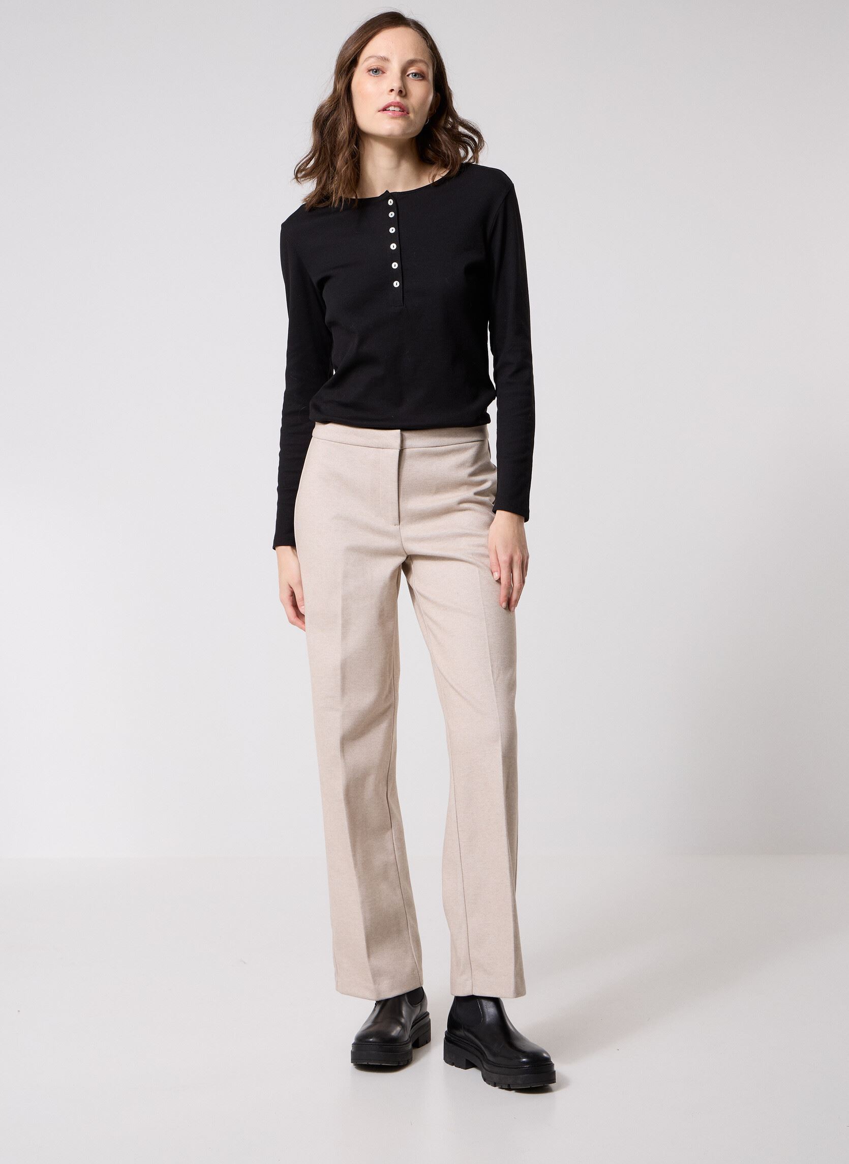 Rechte broeken VMVEGA MW STRAIGHT PANT dames wit Vero Moda Rechte broeken VMVEGA MW STRAIGHT PANT dames wit Oatmeal