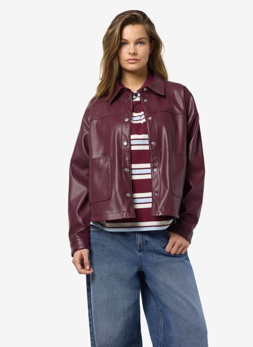 Noisy May Lange mouw overhemden NMBETTIE LS PU SHIRT dames bordeaux