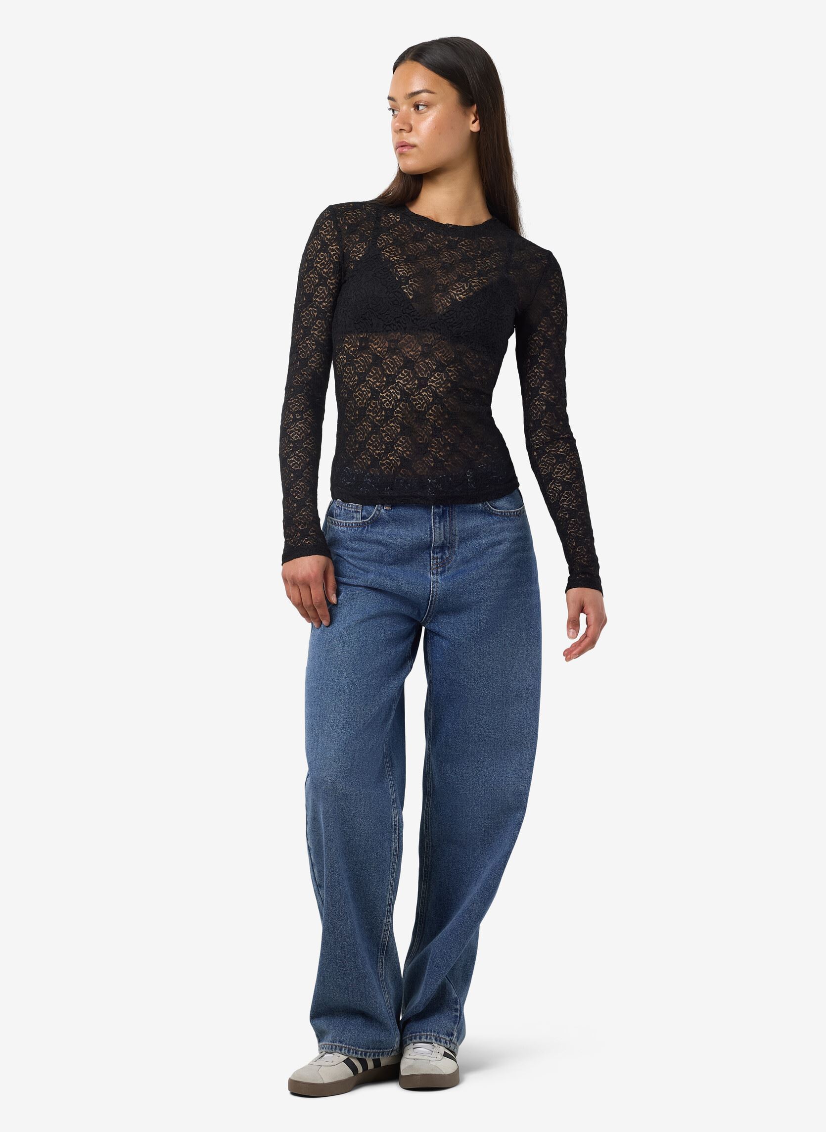 Tee-shirts manches longues NMJUDITH L/S LACE TOP NOOS femme noir Noisy May Tee-shirts manches longues NMJUDITH L/S LACE TOP NOOS femme noir Black
