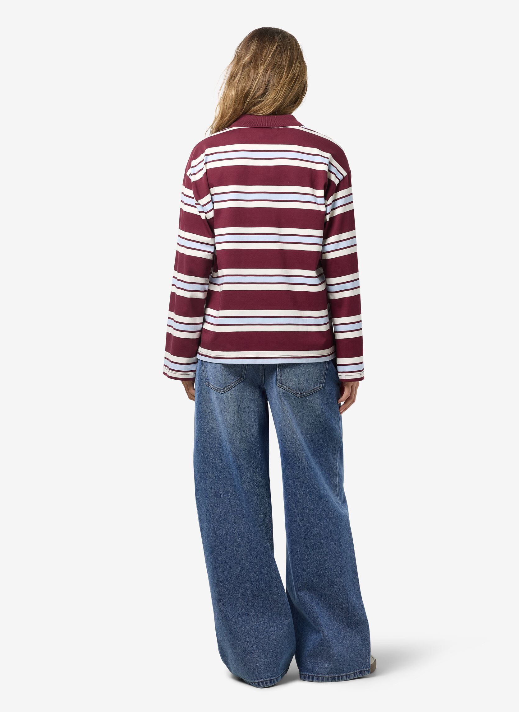 Polos manches longues NMAURA L/S STRIPED POLO SHIRT JRS femme bordeaux Noisy May Polos manches longues NMAURA L/S STRIPED POLO SHIRT JRS femme bordeaux Windsor wine