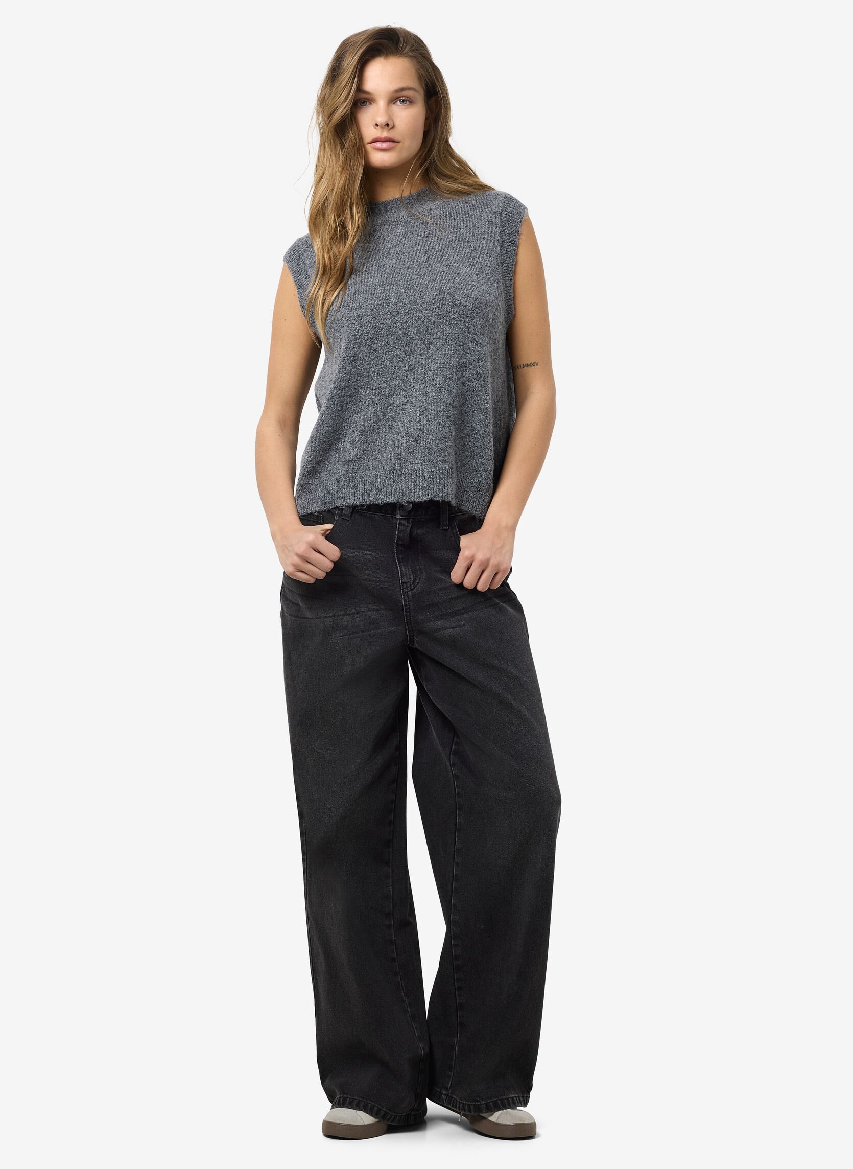 Pullover NMNOLA S/L O-NECK KNIT VEST FWD damen grau Noisy May Pullover NMNOLA S/L O-NECK KNIT VEST FWD damen grau Medium Grey Melange