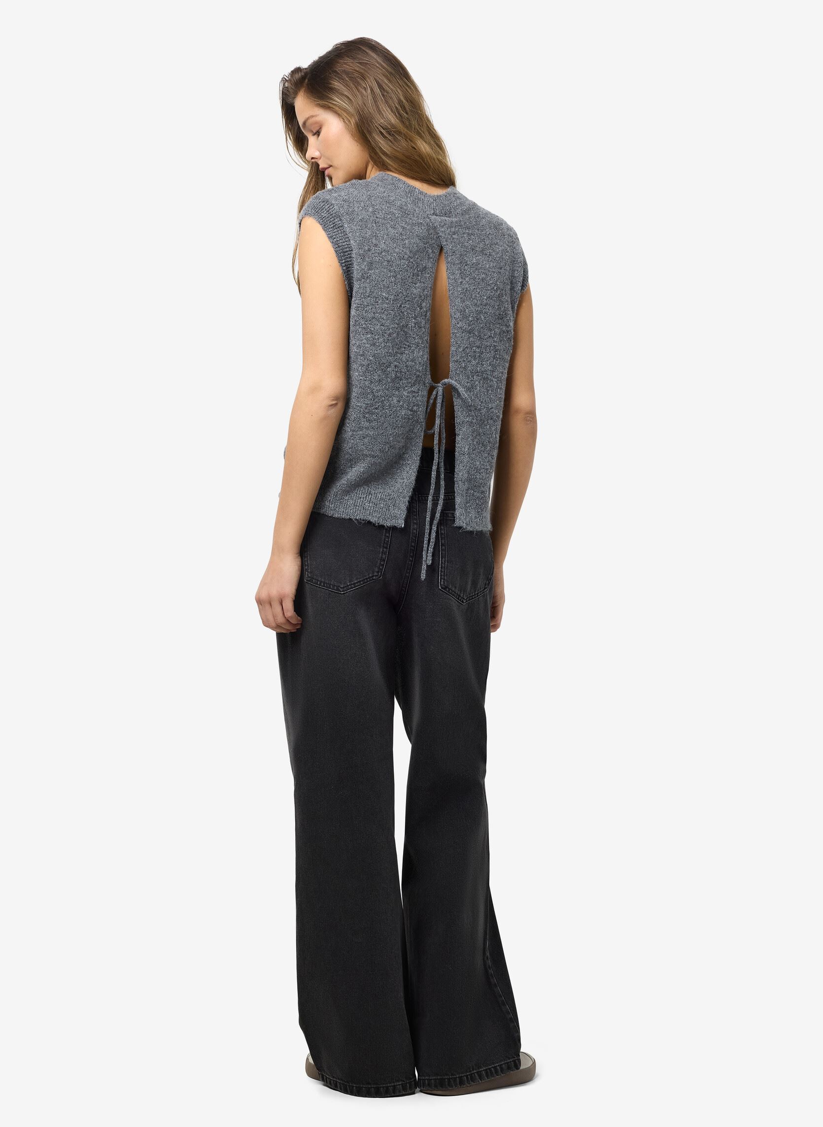 Pullover NMNOLA S/L O-NECK KNIT VEST FWD damen grau Noisy May Pullover NMNOLA S/L O-NECK KNIT VEST FWD damen grau Medium Grey Melange