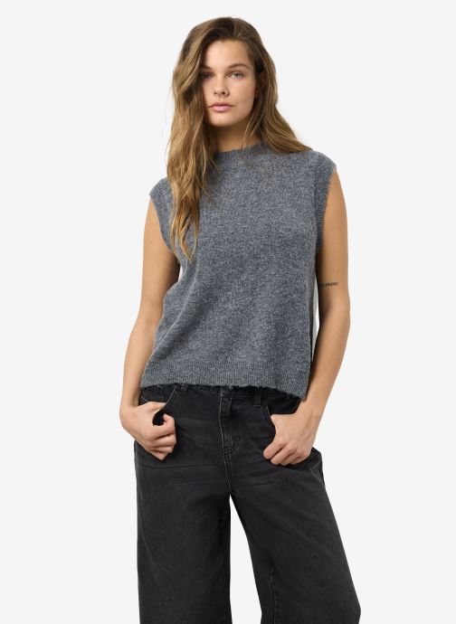 Noisy May Pullover NMNOLA S/L O-NECK KNIT VEST FWD damen grau