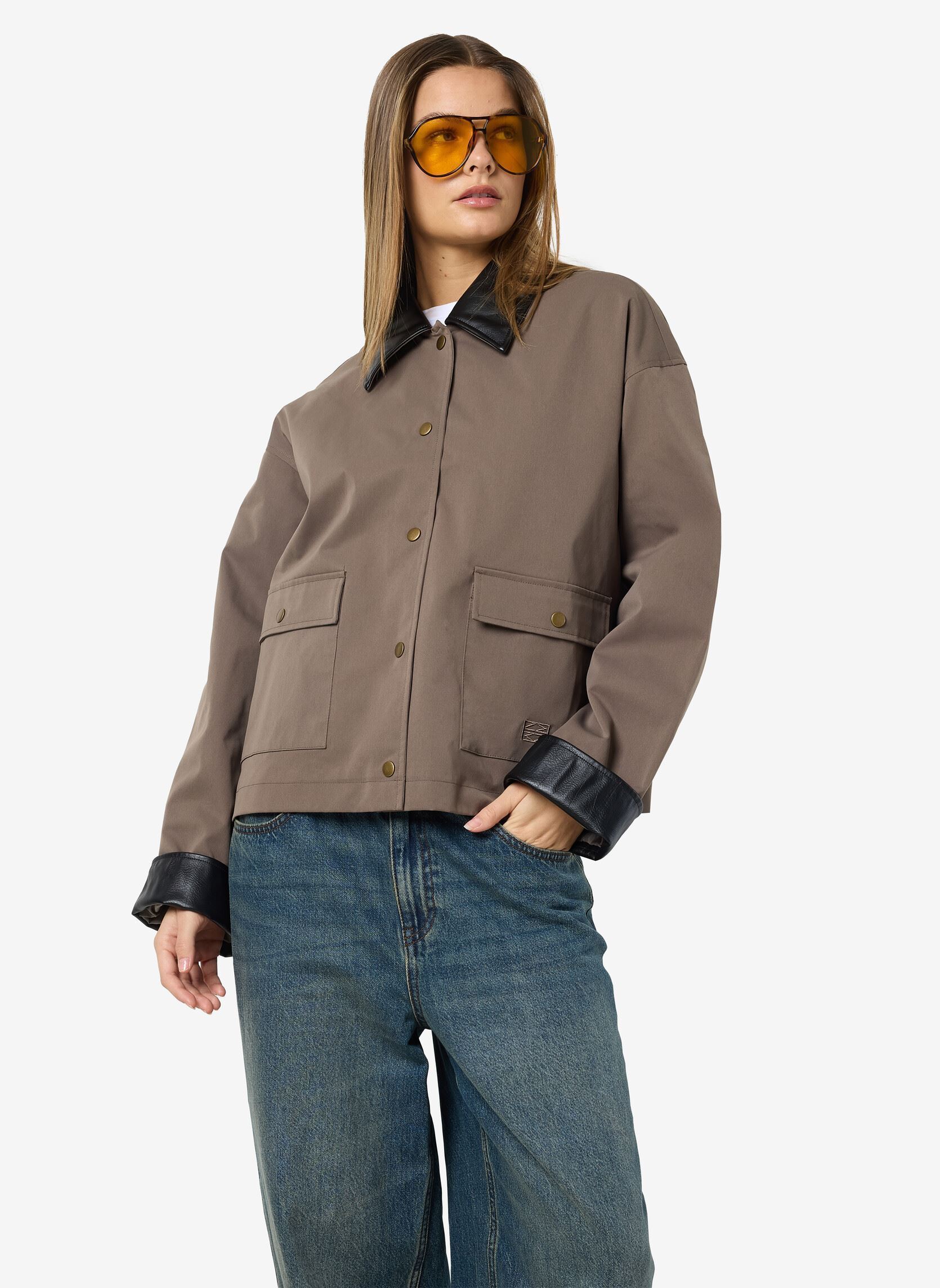 Vestes NMNORA PU COLLAR JACKET DD femme marron Noisy May Vestes NMNORA PU COLLAR JACKET DD femme marron morel