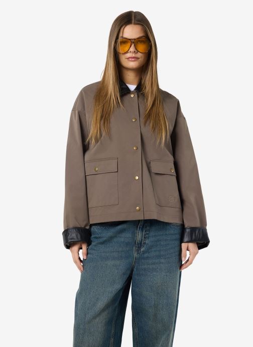 Noisy May Vestes NMNORA PU COLLAR JACKET DD femme marron