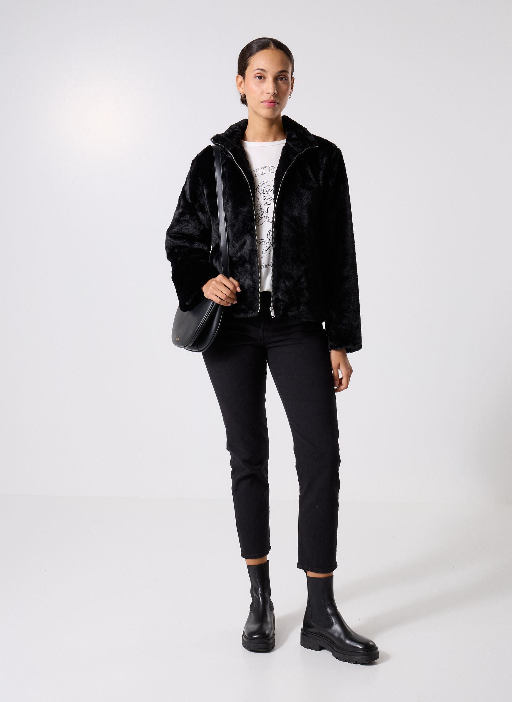 Giacche in pelliccia NMSEOUL FUR JACKET DD donna nero Noisy May Giacche in pelliccia NMSEOUL FUR JACKET DD donna nero Black