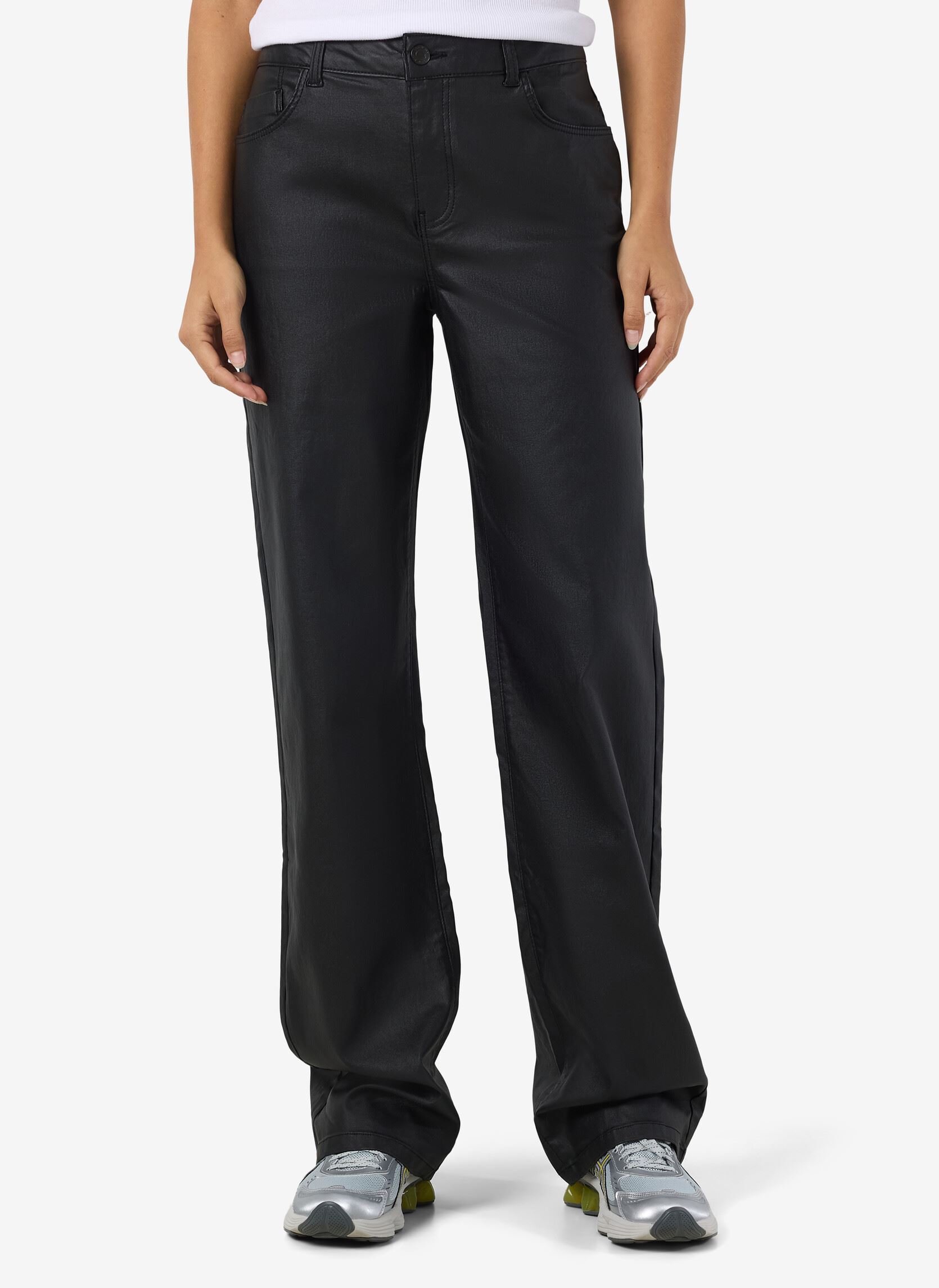 Weite Jeans NMYOLANDA NW WIDE LEG COATED DENIM BOX damen schwarz Noisy May Weite Jeans NMYOLANDA NW WIDE LEG COATED DENIM BOX damen schwarz Black