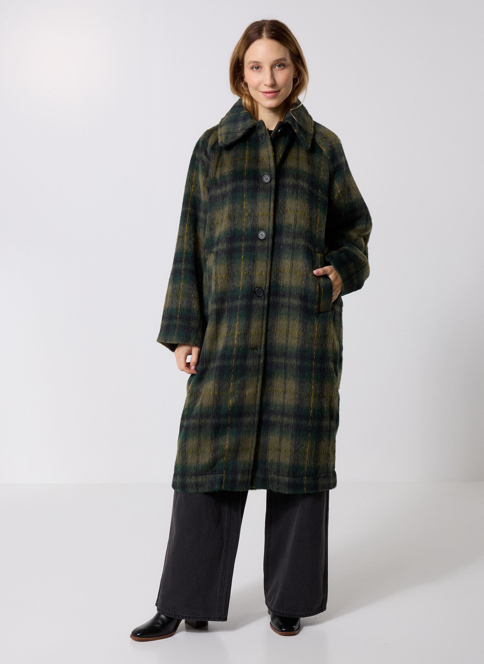 Mantels NMCHRISTINA CHECK COAT FWD dames groen Noisy May Mantels NMCHRISTINA CHECK COAT FWD dames groen Kalamata