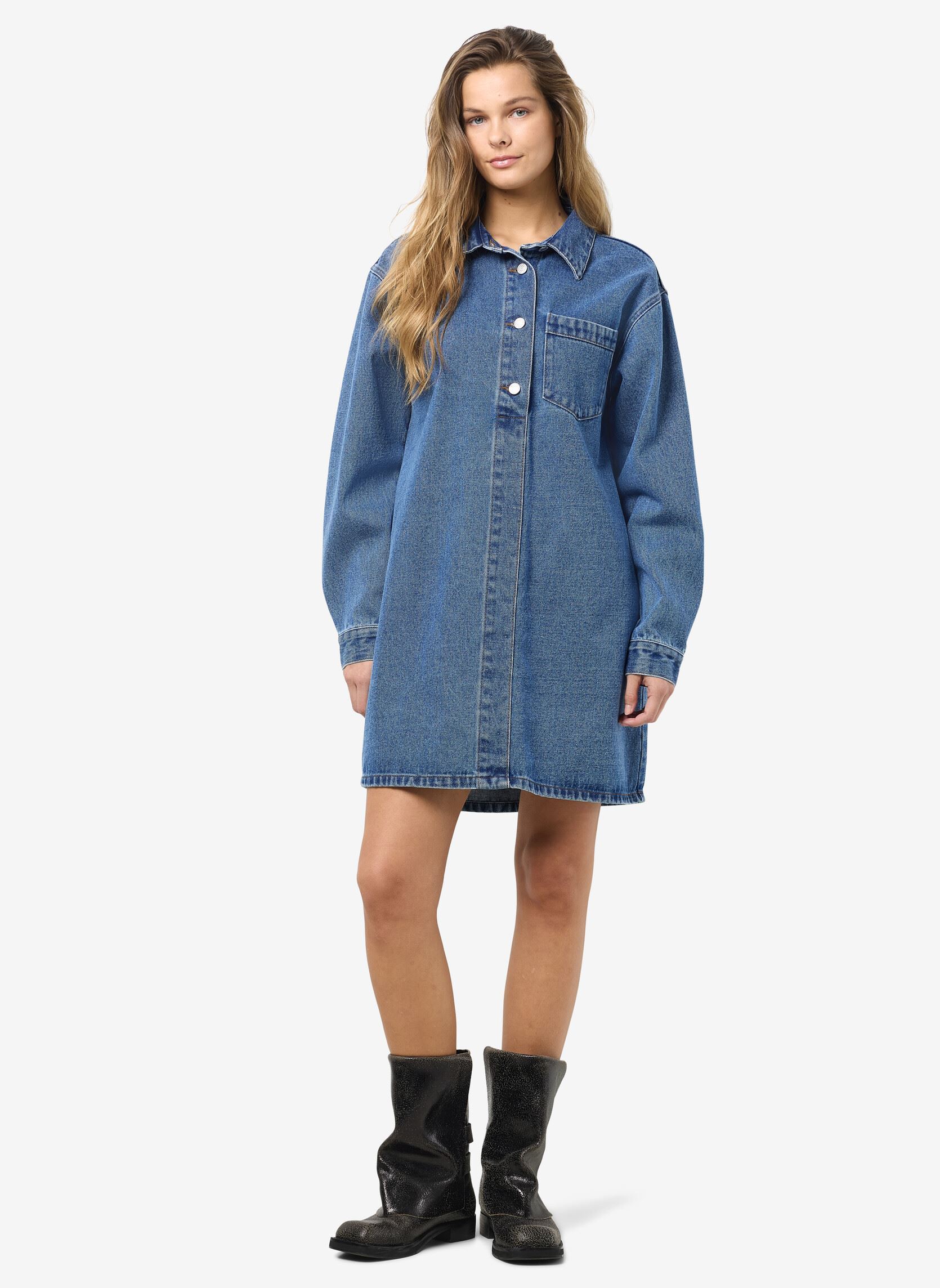 Hemdkleider NMDELILAH L/S REGULAR DRESS VI564MB damen blau Noisy May Hemdkleider NMDELILAH L/S REGULAR DRESS VI564MB damen blau MEDIUM BLUE DENIM