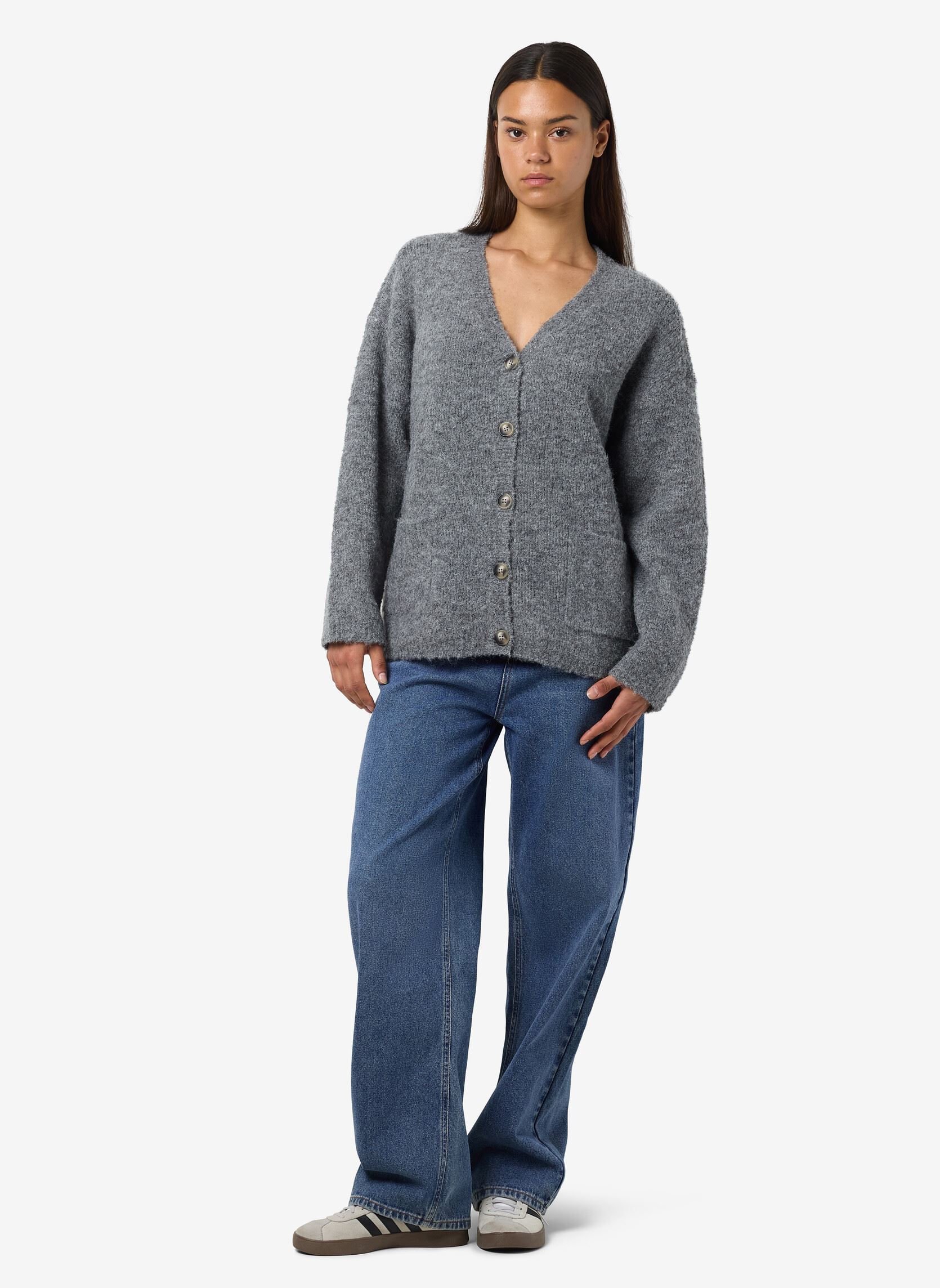 Vesten NMDOLLY L/S KNIT CARDIGAN FWD NOOS dames grijs Noisy May Vesten NMDOLLY L/S KNIT CARDIGAN FWD NOOS dames grijs Medium Grey Melange
