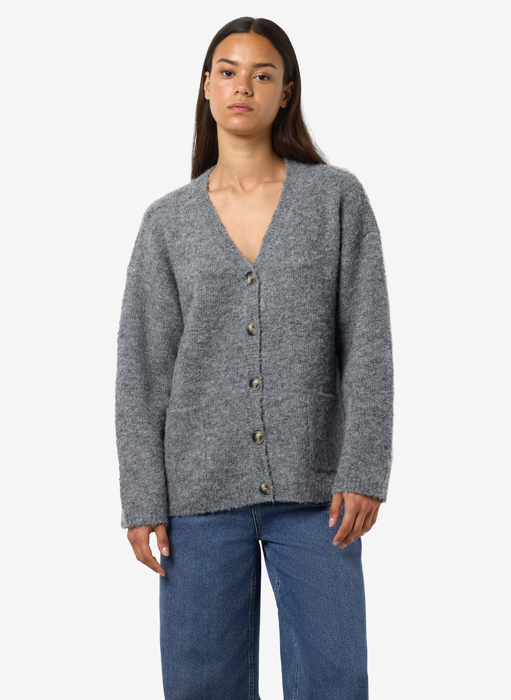 Vesten NMDOLLY L/S KNIT CARDIGAN FWD NOOS dames grijs Noisy May Vesten NMDOLLY L/S KNIT CARDIGAN FWD NOOS dames grijs Medium Grey Melange