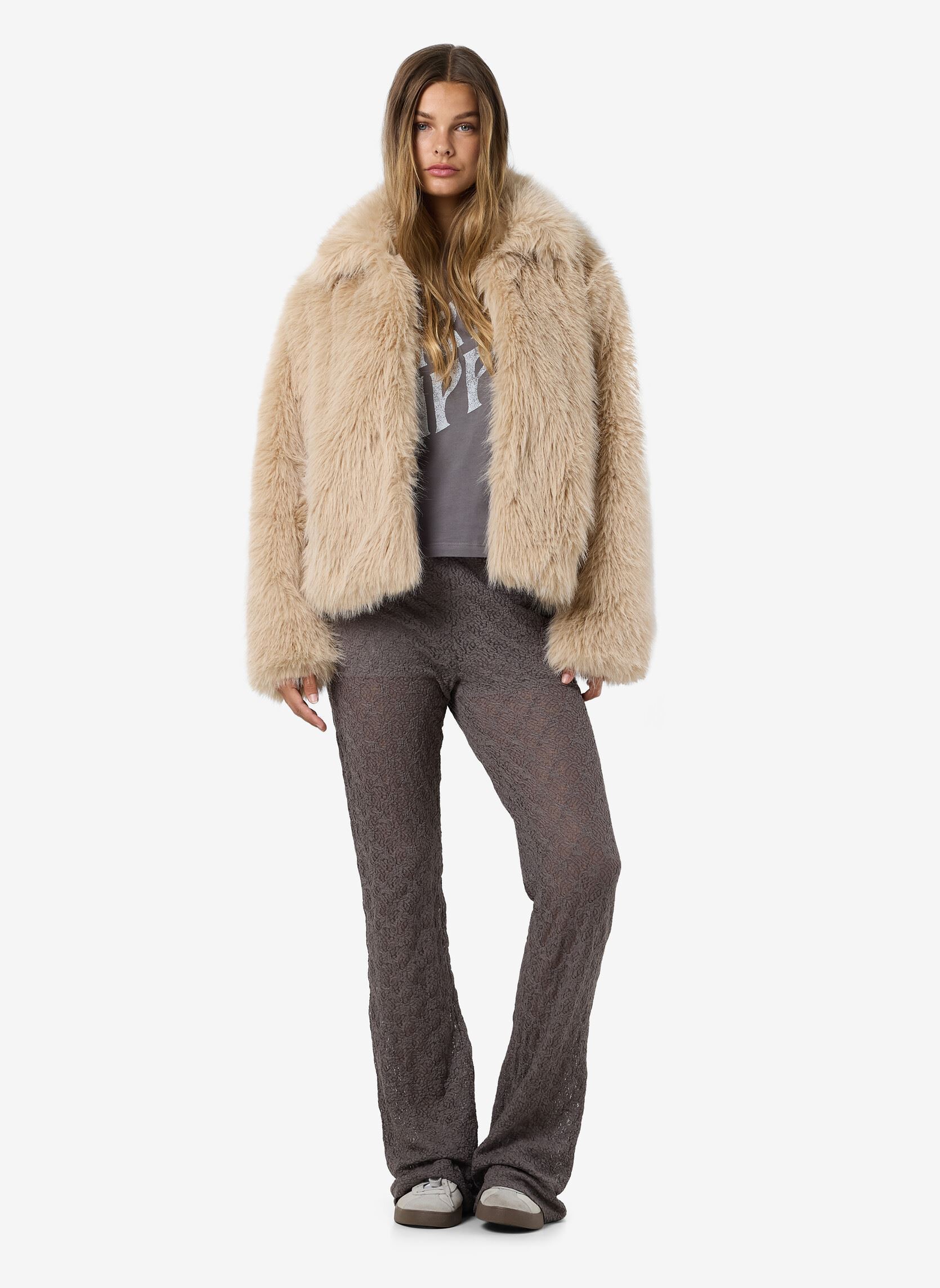 Pelzmäntel NMEVIE L/S FUR JACKET damen beige Noisy May Pelzmäntel NMEVIE L/S FUR JACKET damen beige Oatmeal