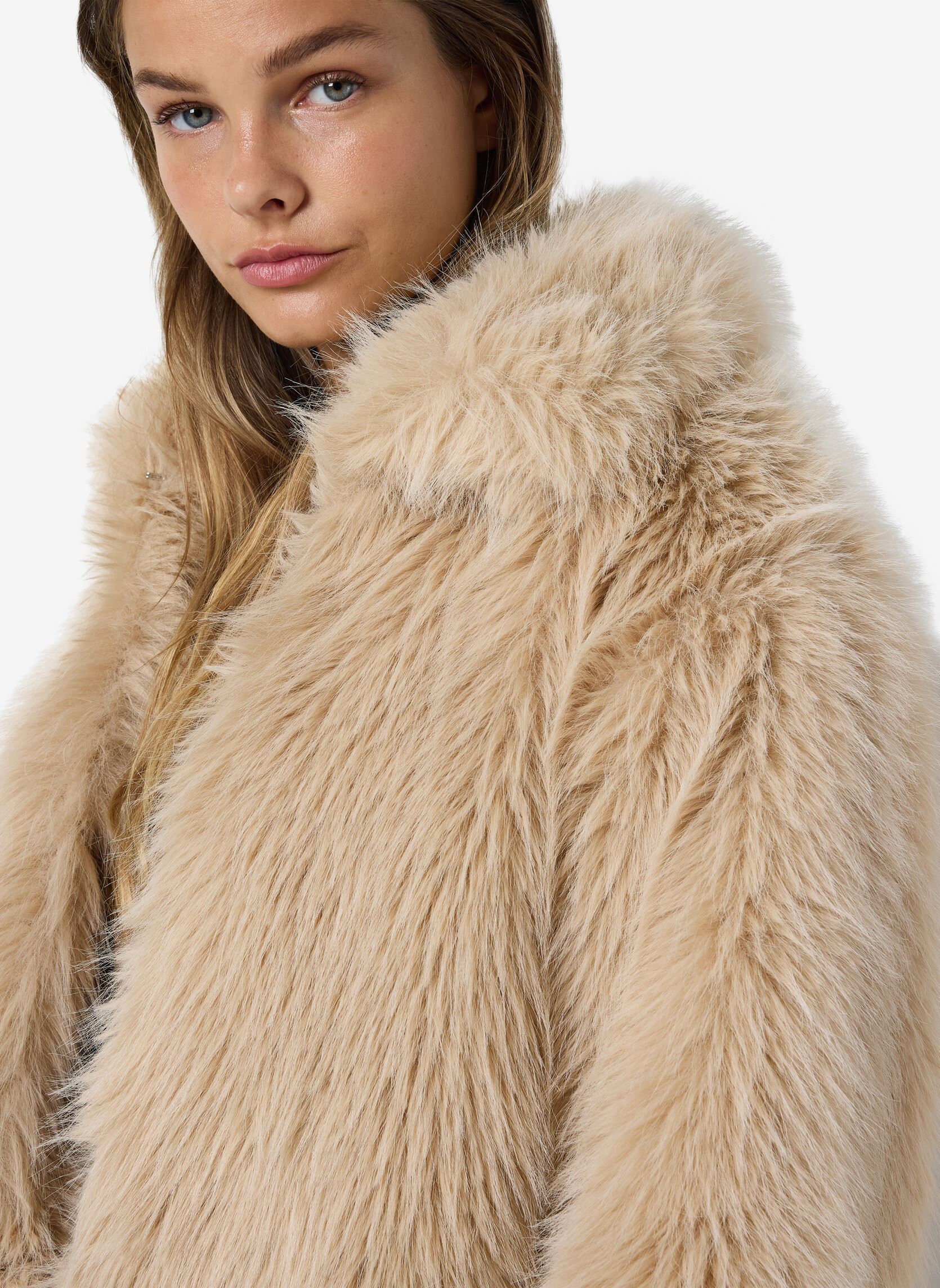 Pelzmäntel NMEVIE L/S FUR JACKET damen beige Noisy May Pelzmäntel NMEVIE L/S FUR JACKET damen beige Oatmeal