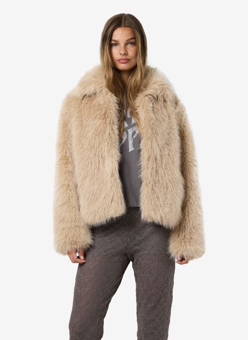 Noisy May Vestes fourrure NMEVIE L/S FUR JACKET femme beige