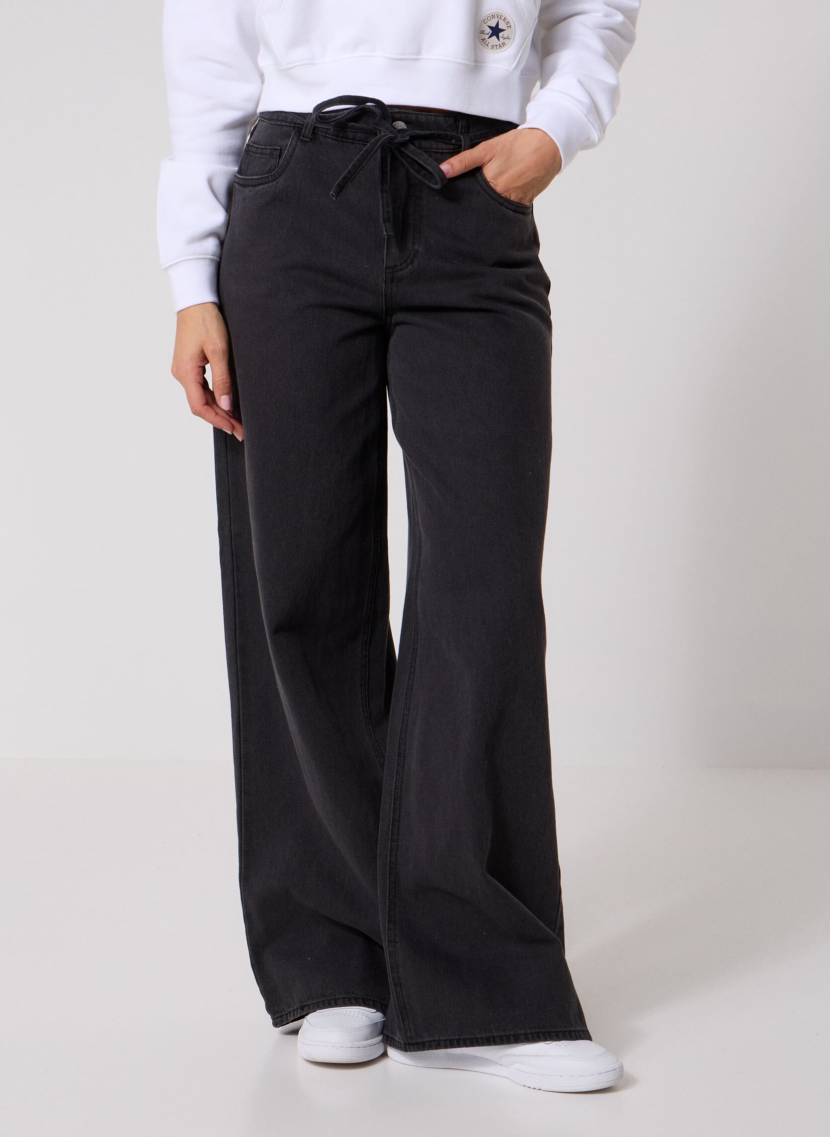 Wijde jeans / Flared Jeans NMMAISY NW BELT LOOSE JEANS BS032DG dames grijs Noisy May Wijde jeans / Flared Jeans NMMAISY NW BELT LOOSE JEANS BS032DG dames grijs Dark Grey Denim