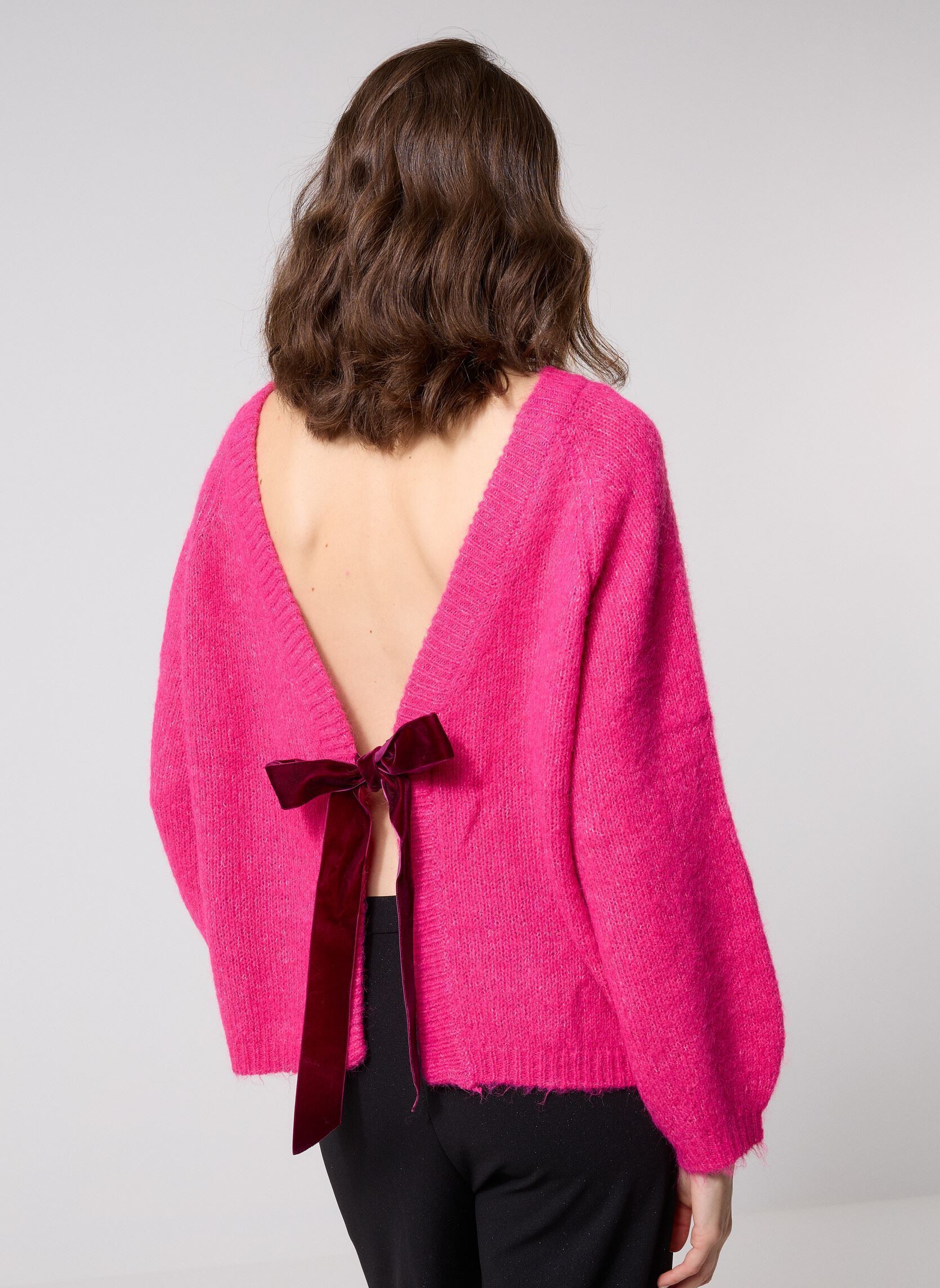 Vesten NMSUTTON L/S OPEN BACK TIE KNIT FWD dames roze Noisy May Vesten NMSUTTON L/S OPEN BACK TIE KNIT FWD dames roze PINK YARROW