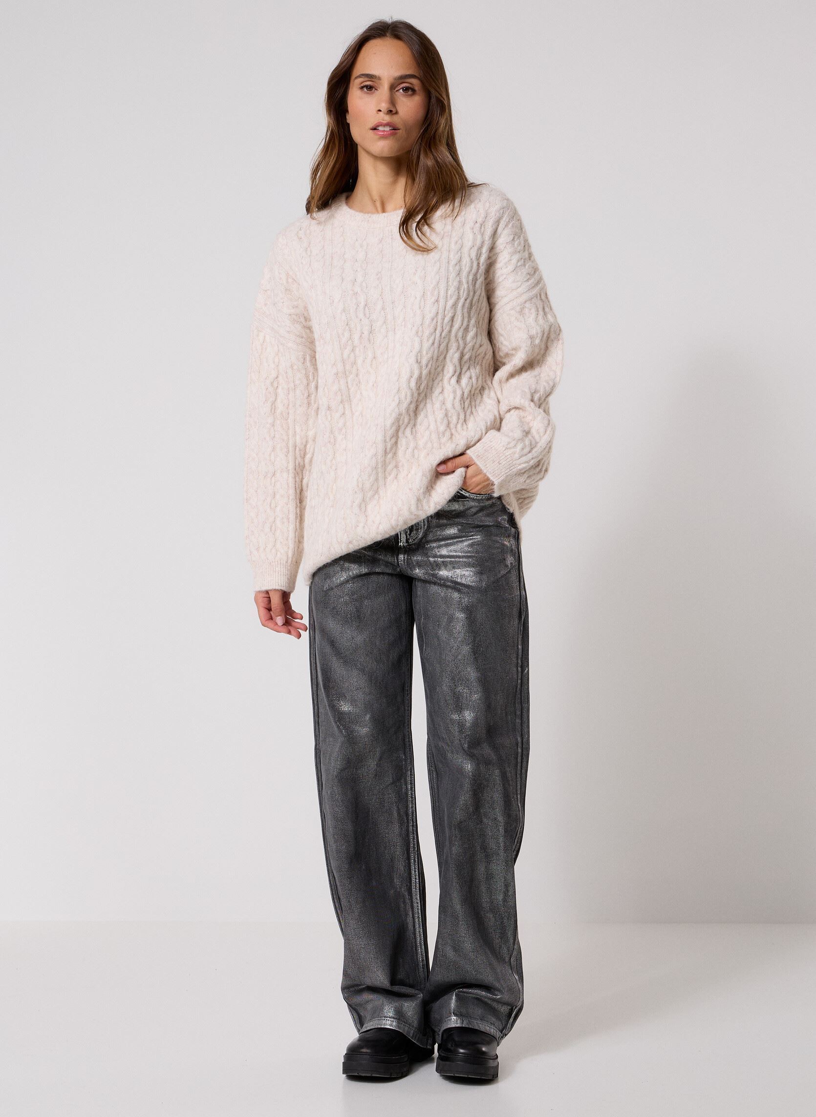Wijde jeans / Flared Jeans NMADRIANA NW SILVER COATED JEANS AZ453MB dames blauw Noisy May Wijde jeans / Flared Jeans NMADRIANA NW SILVER COATED JEANS AZ453MB dames blauw Medium Blue Denim