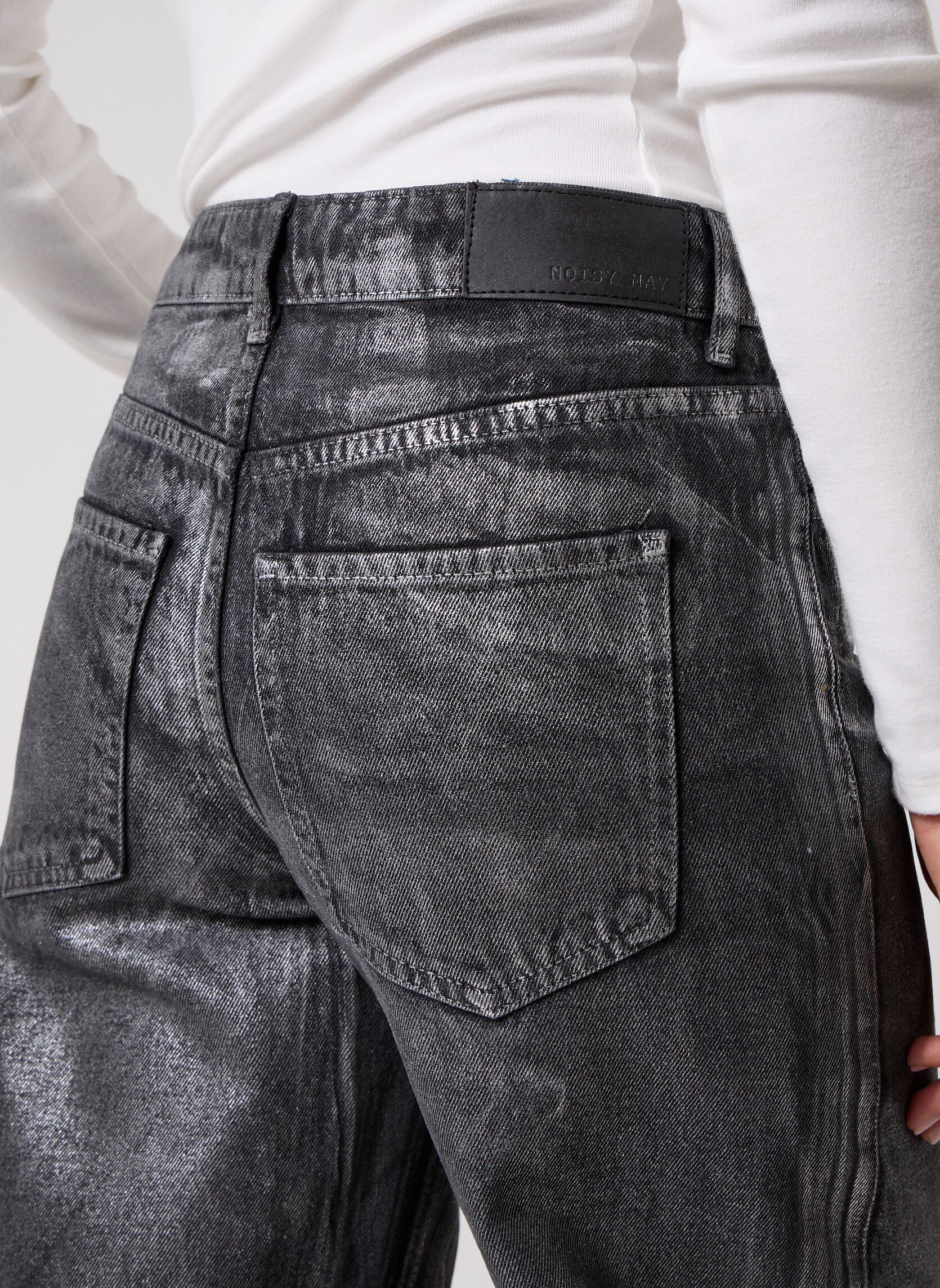 Wijde jeans / Flared Jeans NMADRIANA NW SILVER COATED JEANS AZ453MB dames blauw Noisy May Wijde jeans / Flared Jeans NMADRIANA NW SILVER COATED JEANS AZ453MB dames blauw Medium Blue Denim