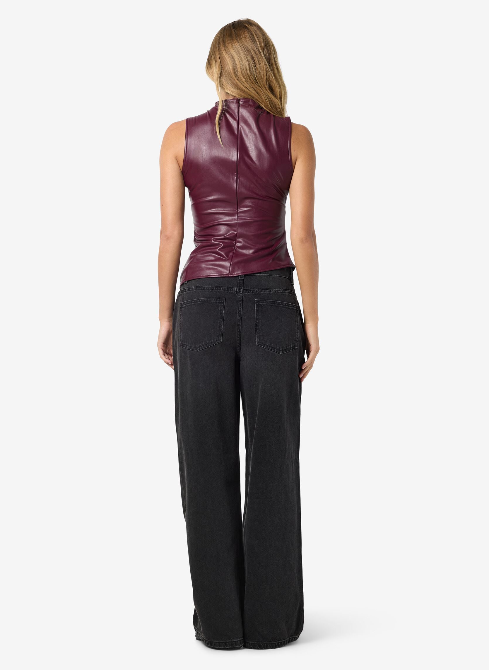 Tops NMDANDY PU S/L TOP dames bordeaux Noisy May Tops NMDANDY PU S/L TOP dames bordeaux Windsor wine