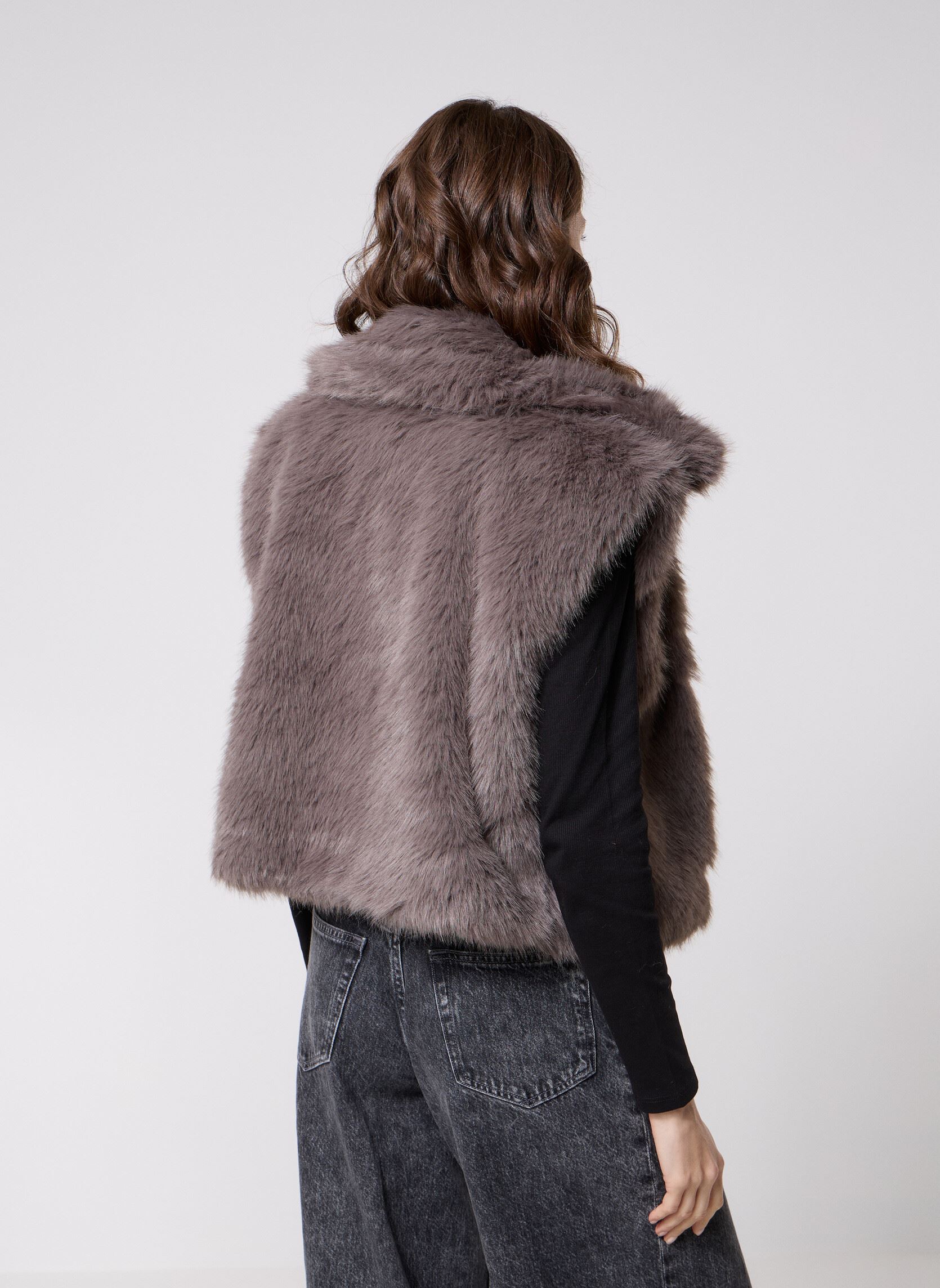 Pelzmäntel NMEVIE FUR VEST damen grau Noisy May Pelzmäntel NMEVIE FUR VEST damen grau Charcoal Gray