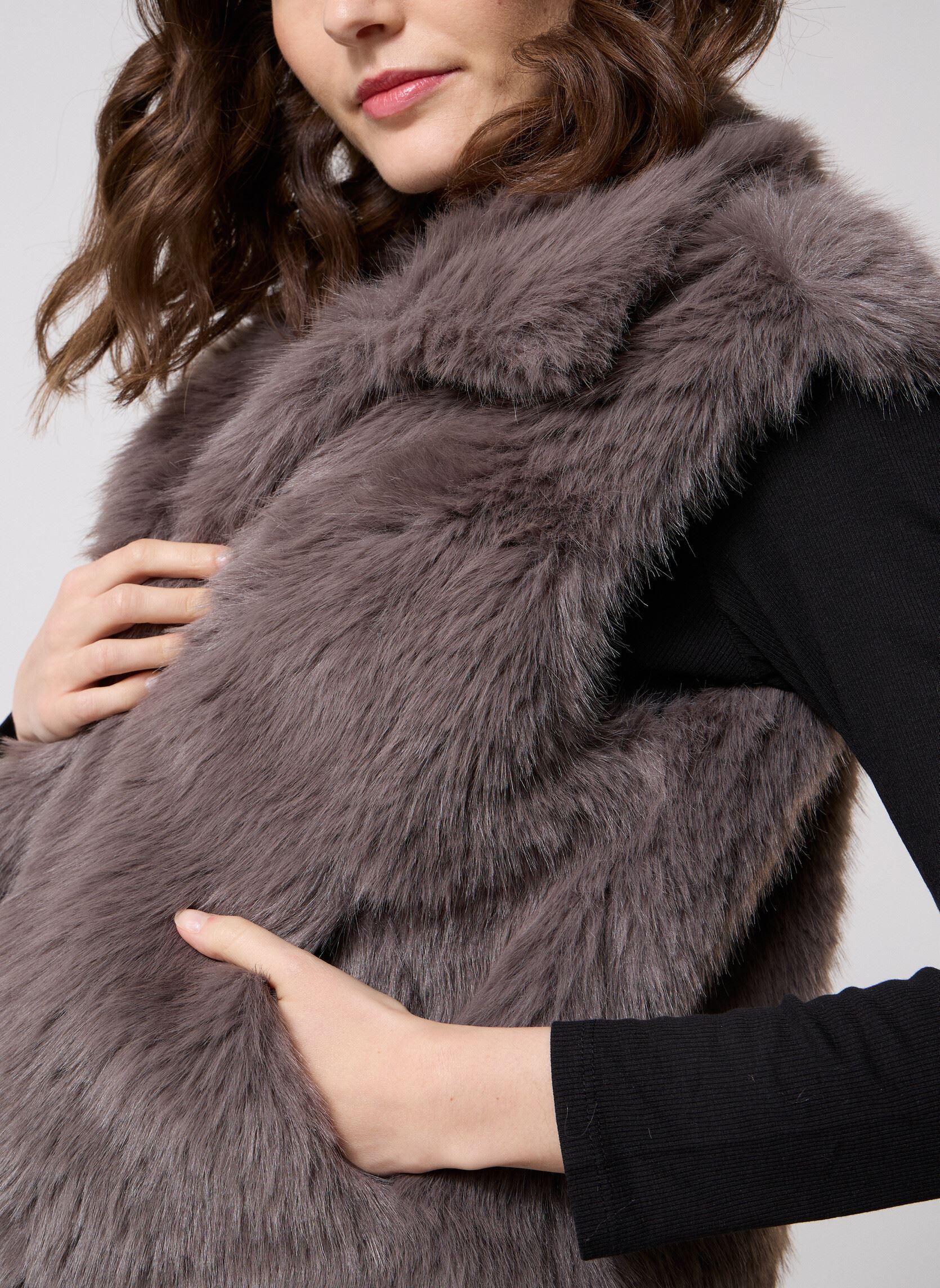 Pelzmäntel NMEVIE FUR VEST damen grau Noisy May Pelzmäntel NMEVIE FUR VEST damen grau Charcoal Gray
