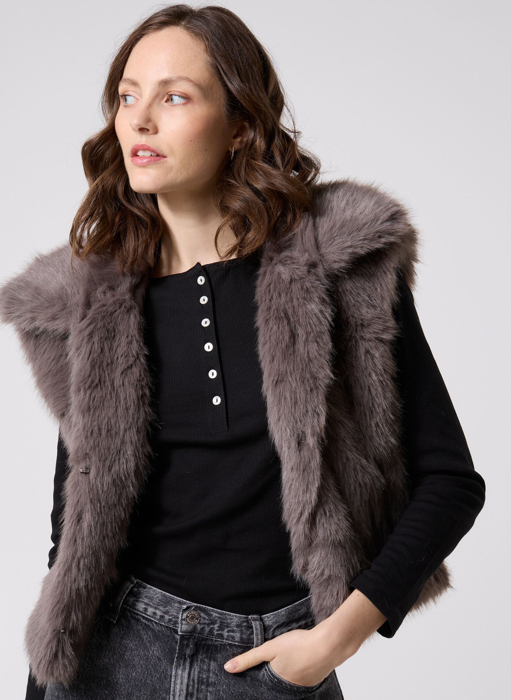 Pelzmäntel NMEVIE FUR VEST damen grau Noisy May Pelzmäntel NMEVIE FUR VEST damen grau Charcoal Gray