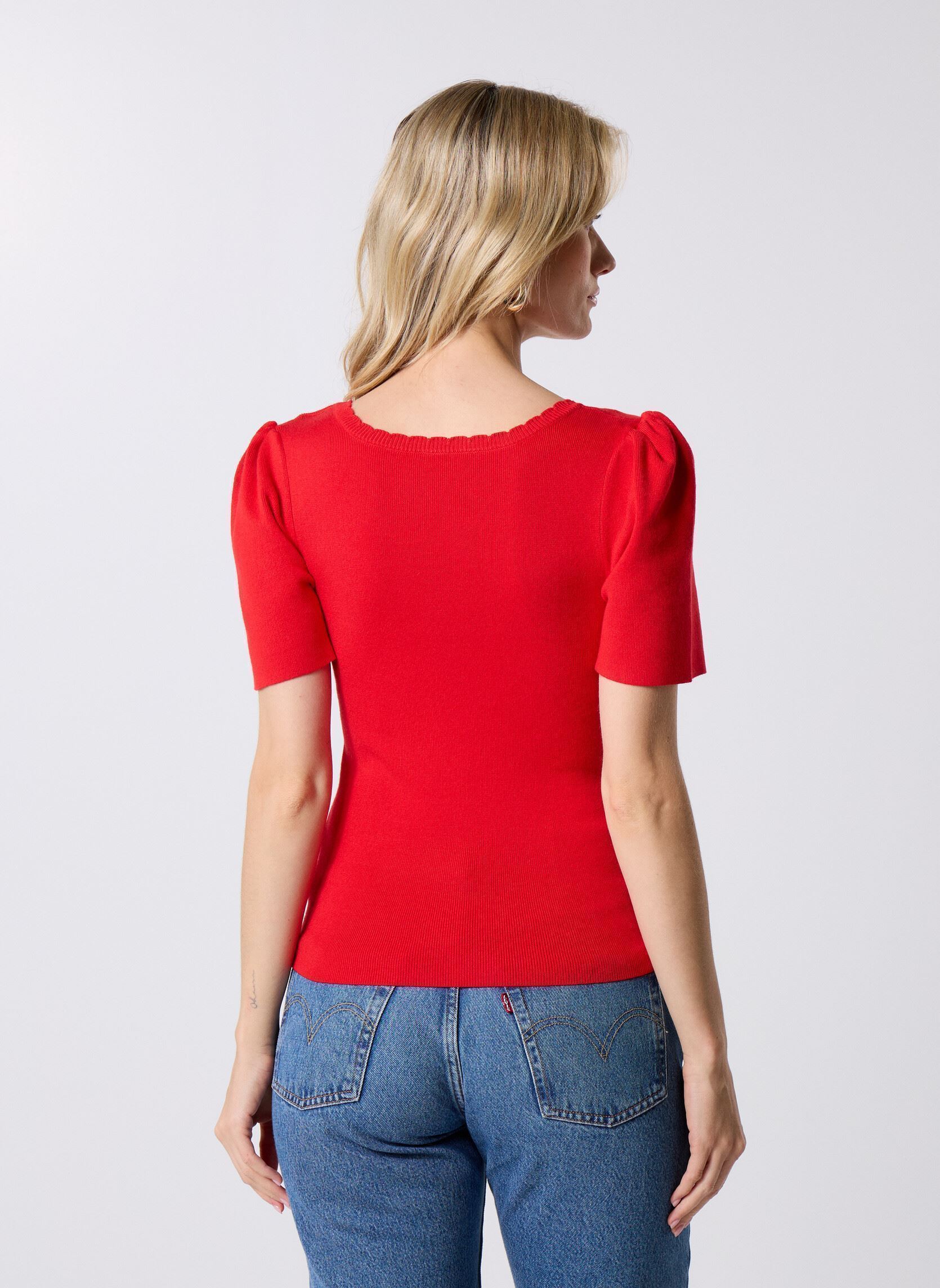 Kurzarm-T-Shirts Pcjuline Ss Rev Knit Tee Bc damen rot Pieces Kurzarm-T-Shirts Pcjuline Ss Rev Knit Tee Bc damen rot GOJI BERRY