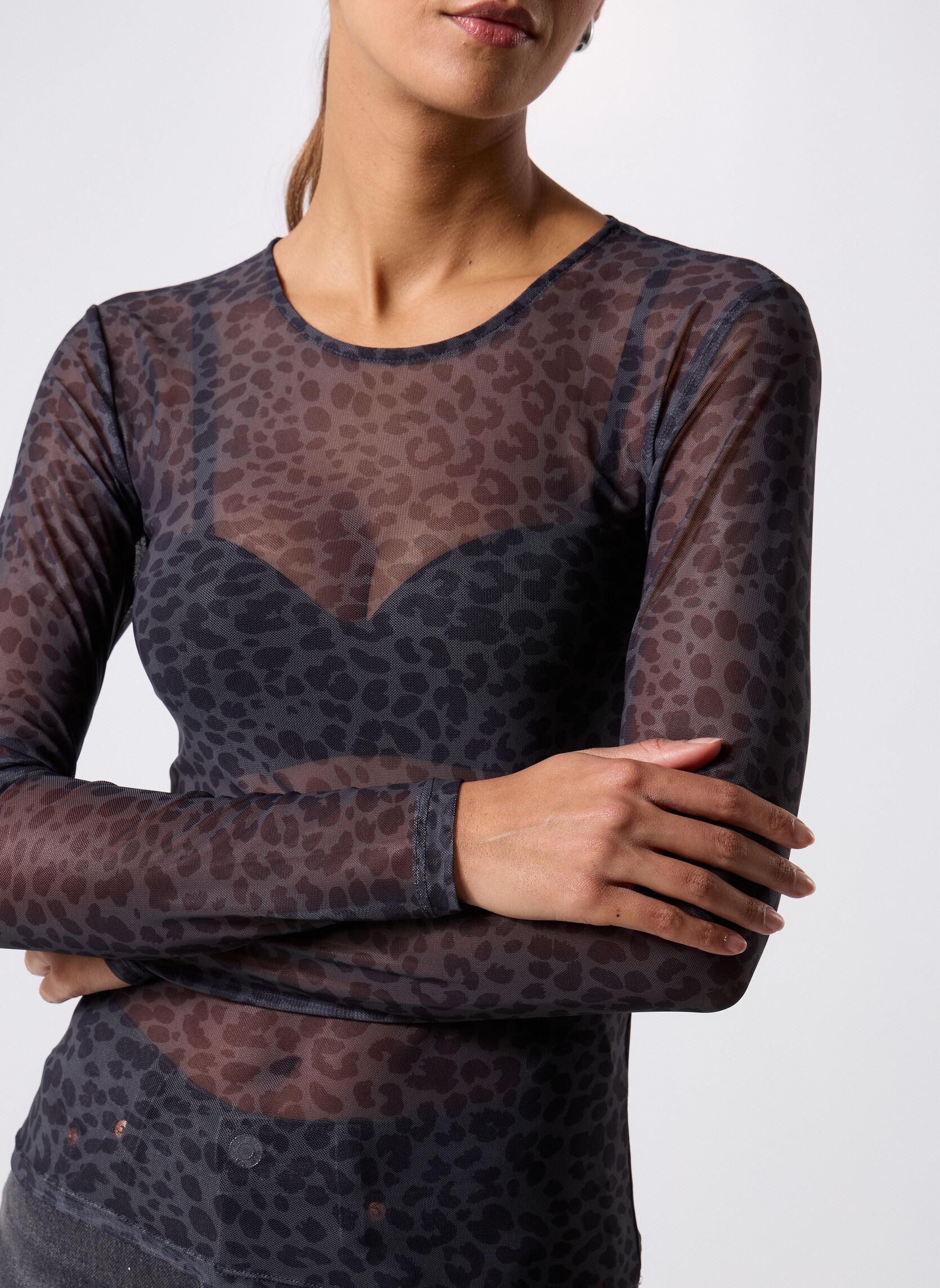 PIECES Pcninni LS Mesh Top Noos BC Qx Maglietta a Maniche Lunghe Donna