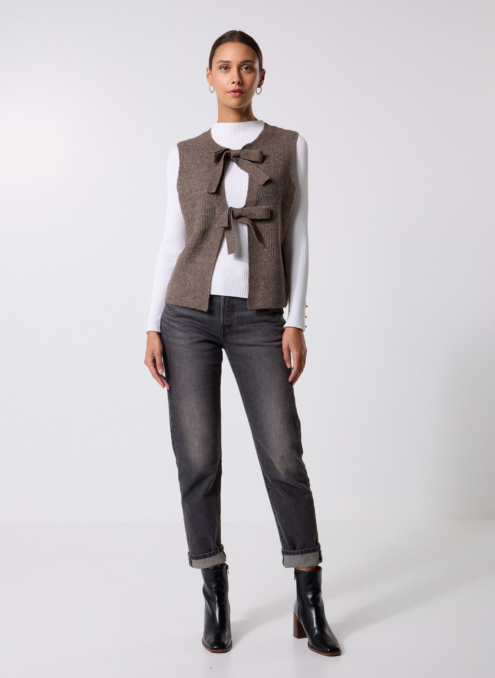 Gilets Pcsilly Sl Rev Tie Vest Knit Noos Bc femme marron Pieces Gilets Pcsilly Sl Rev Tie Vest Knit Noos Bc femme marron morel