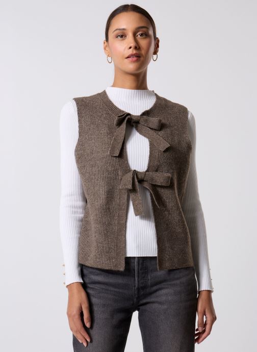 Pieces Vesten Pcsilly Sl Rev Tie Vest Knit Noos Bc dames bruin