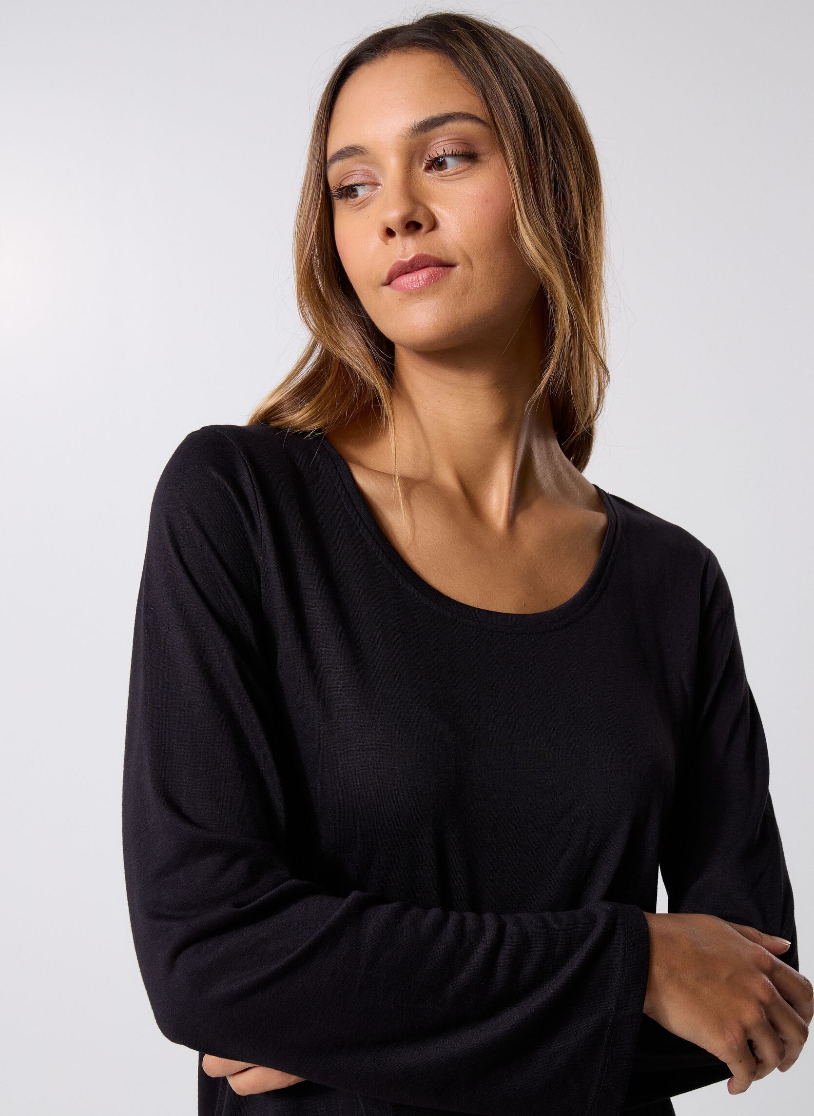 Tee-shirts manches longues Pcsophie Ls U-Neck Tee Jrs Bc femme noir Pieces Tee-shirts manches longues Pcsophie Ls U-Neck Tee Jrs Bc femme noir Black