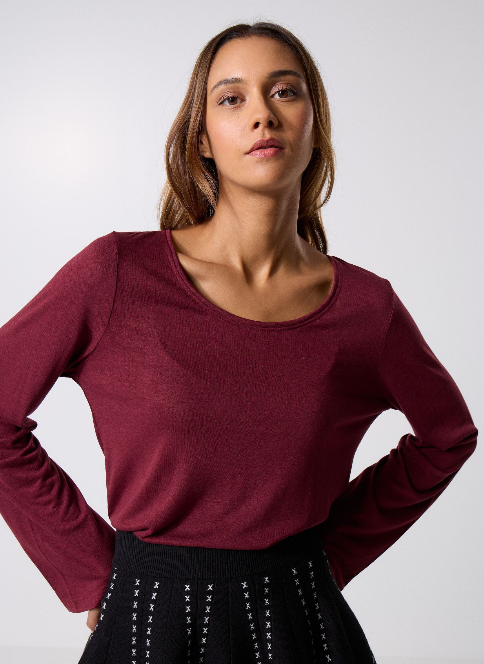Langarm-T-Shirts Pcsophie Ls U-Neck Tee Jrs Bc damen bordeaux Pieces Langarm-T-Shirts Pcsophie Ls U-Neck Tee Jrs Bc damen bordeaux TAWNY PORT