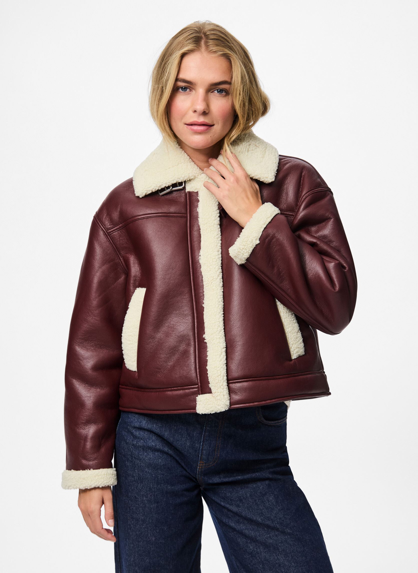 Blousons Pcjanelle Short Jacket W. Fur femme bordeaux Pieces Blousons Pcjanelle Short Jacket W. Fur femme bordeaux TAWNY PORT