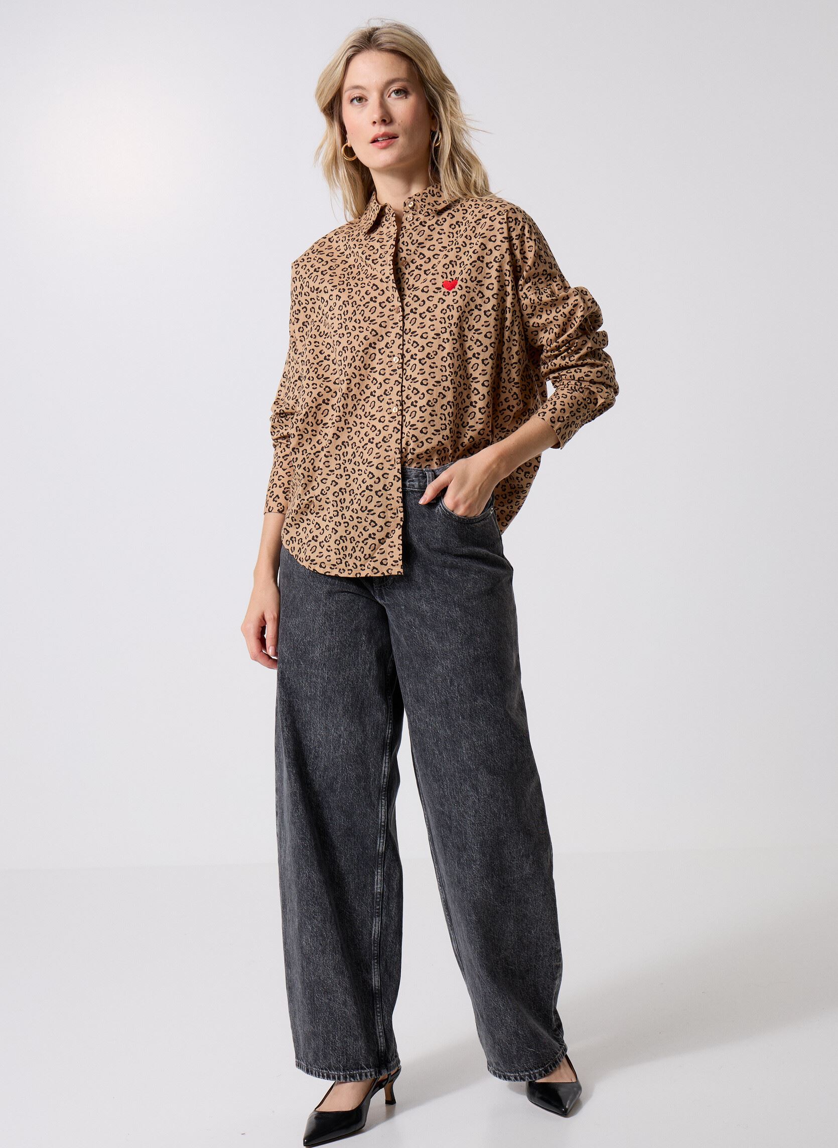 Langarm-Hemden Pcjanna Ls Loose Aop Shirt Fc Bc damen beige Pieces Langarm-Hemden Pcjanna Ls Loose Aop Shirt Fc Bc damen beige Greige