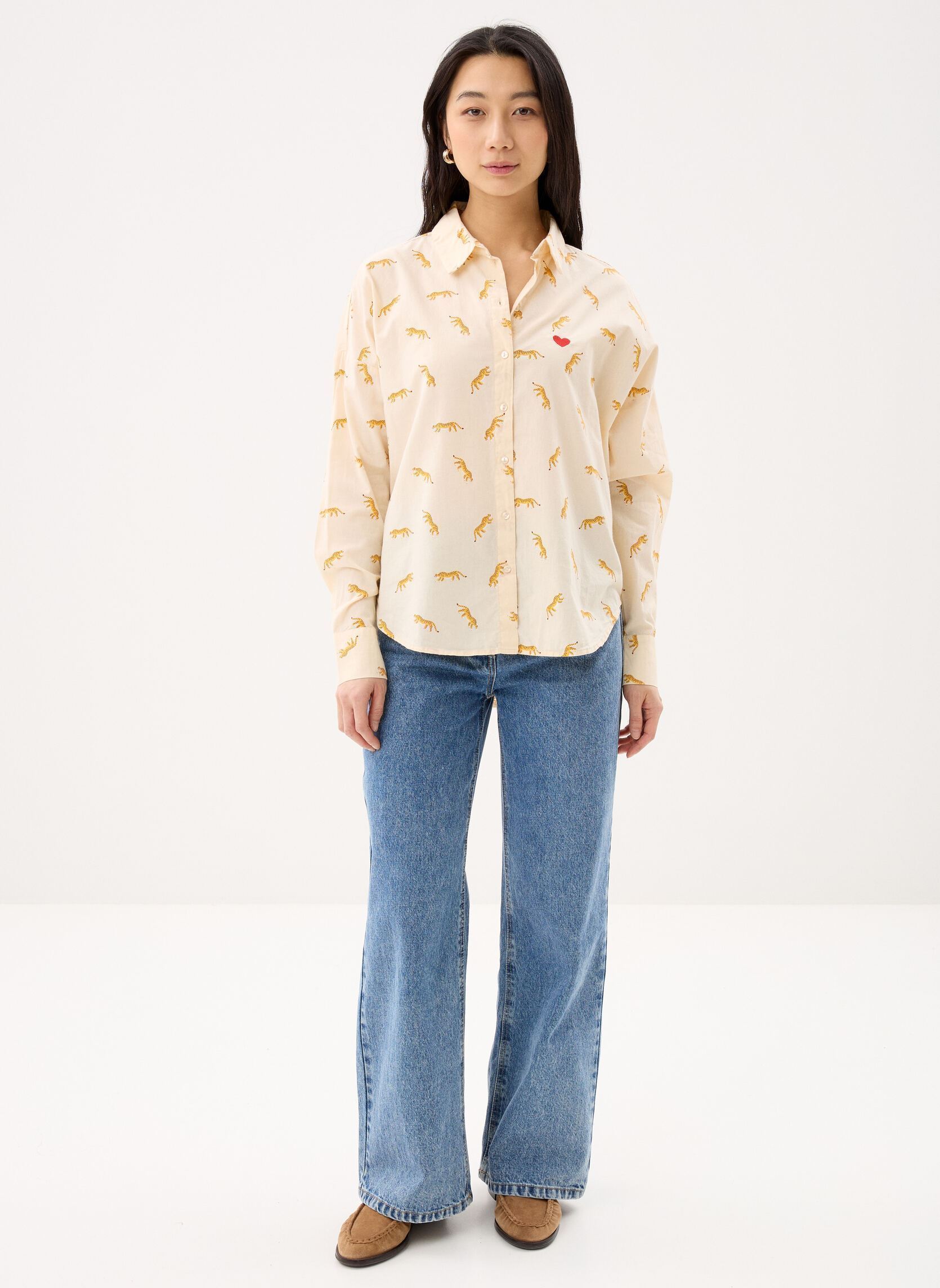 Langarm-Hemden Pcjanna Ls Loose Aop Shirt Fc Bc damen weiß Pieces Langarm-Hemden Pcjanna Ls Loose Aop Shirt Fc Bc damen weiß White Smoke